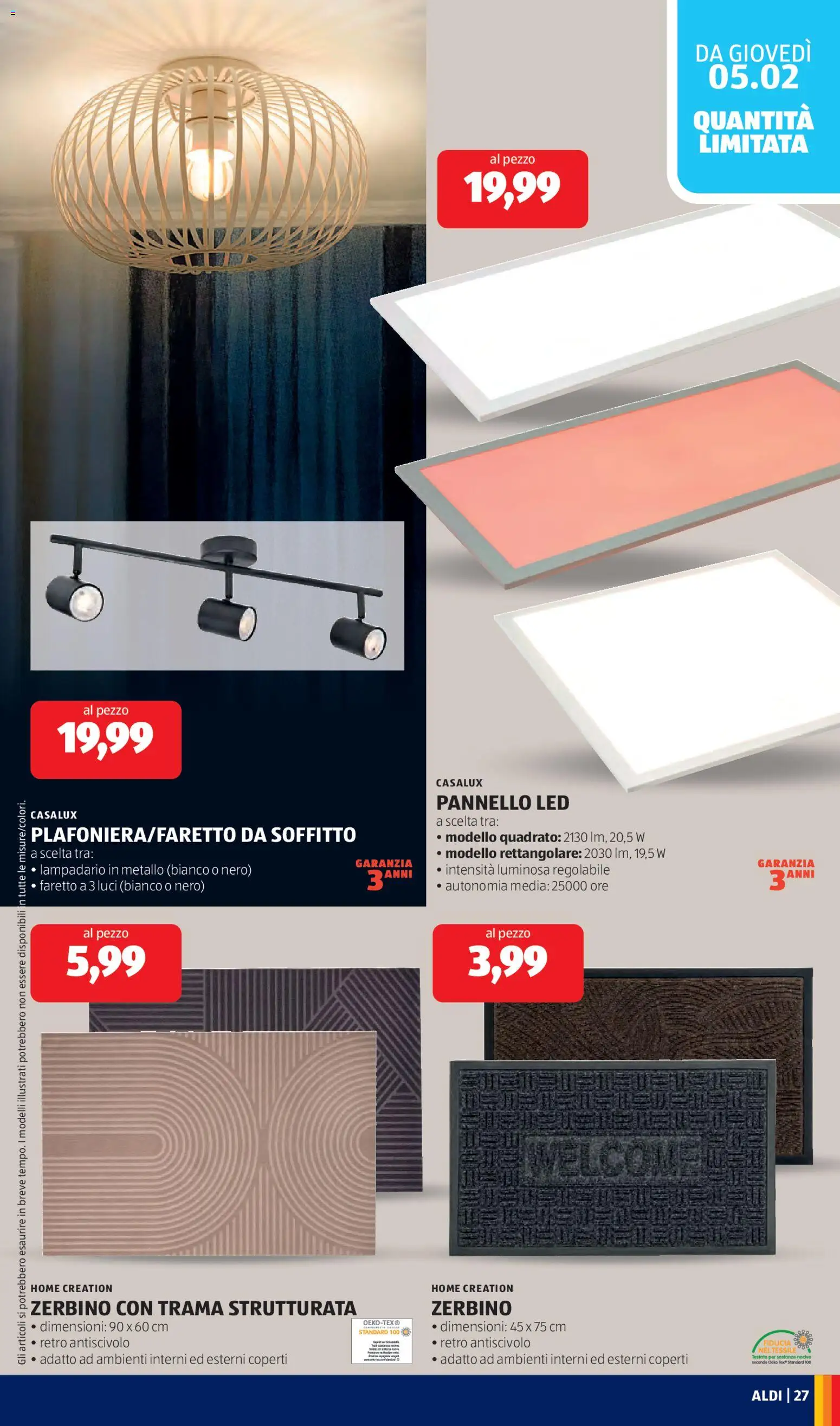 Volantino Aldi del 02.02.2026 | Pagina: 27 | Prodotti: Faretto, Zerbino