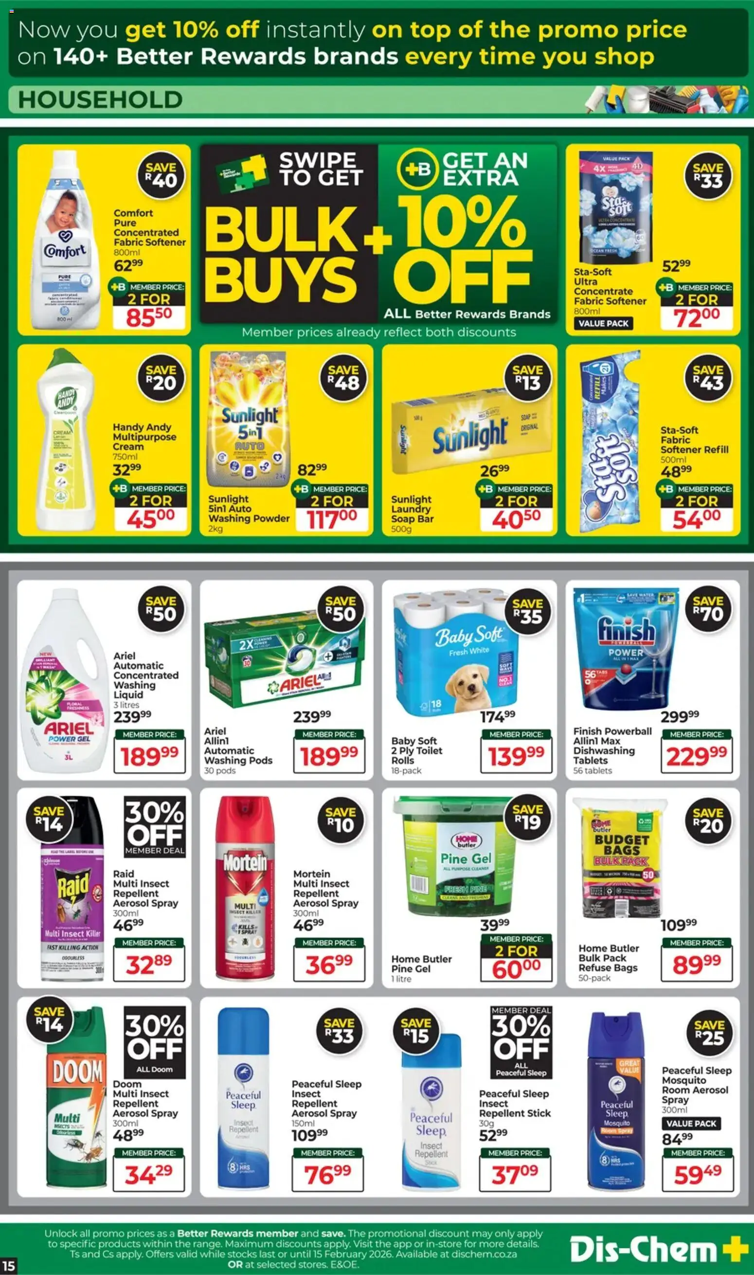 New Dis-Chem catalogue – valid from 13.01.2026 | Page: 15 | Products: Cream, Soap, Washing powder, Fabric softener