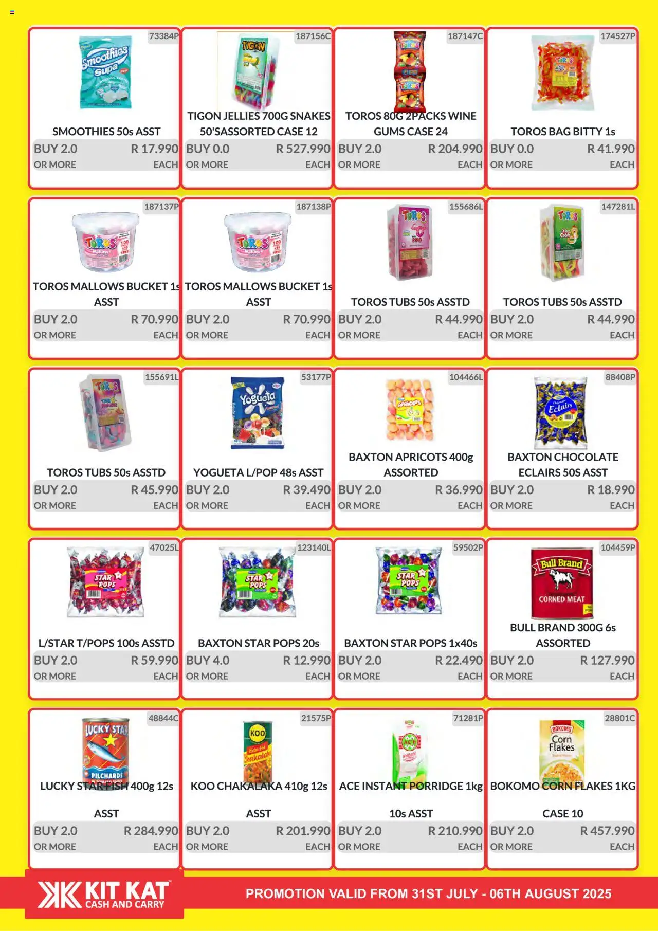 KIT KAT Cash & Carry Weekly Traders Special │ valid from 31.07.2025 | Page: 4 | Products: Corn, Corned meat, Bag, Fish