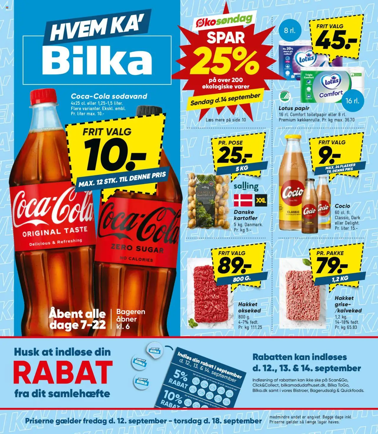 Bilka tilbudsavis – gyldig fra 12.09.2025 | Side: 1 | Produkter: Coca Cola, Kartofler, Sodavand, Cola