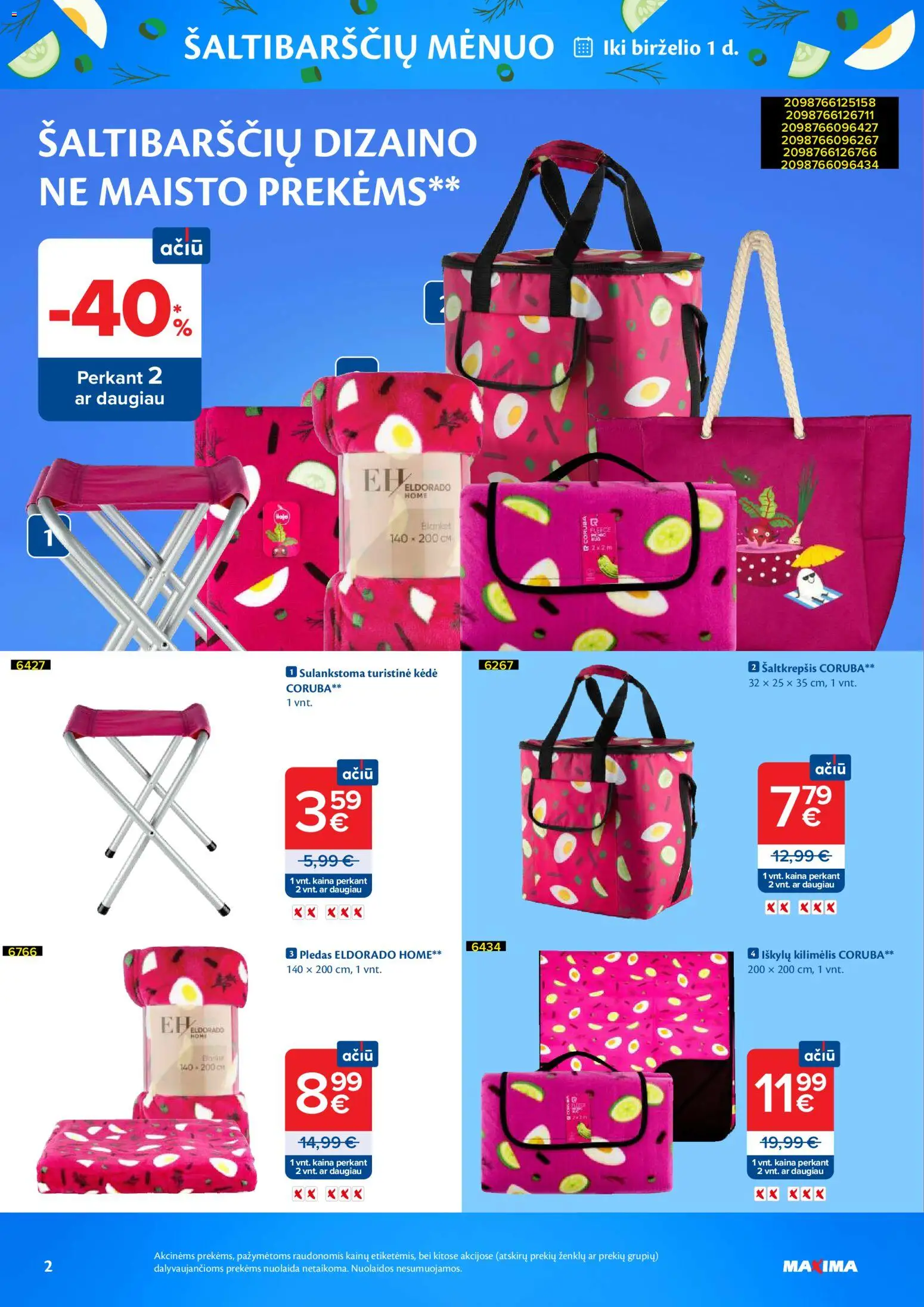 MAXIMA akcijos nuo 21.04.2026 | Puslapis: 2 | Prekių: Kilimėlis, Kėdė, Pledas