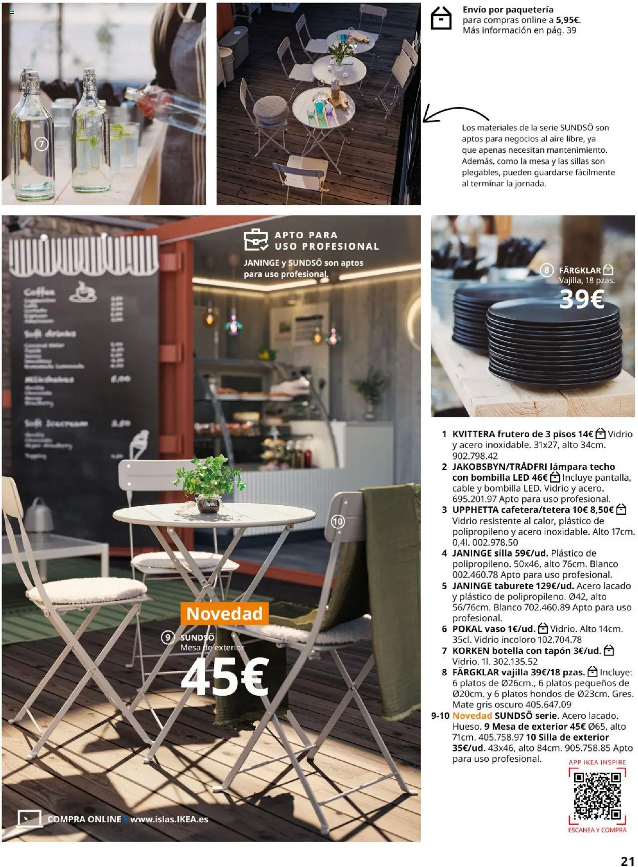 Catálogo IKEA para tu negocio │ válido desde el 04.02.2025 | Página: 21 | Productos: Cable, Bombilla, Mesa, Silla