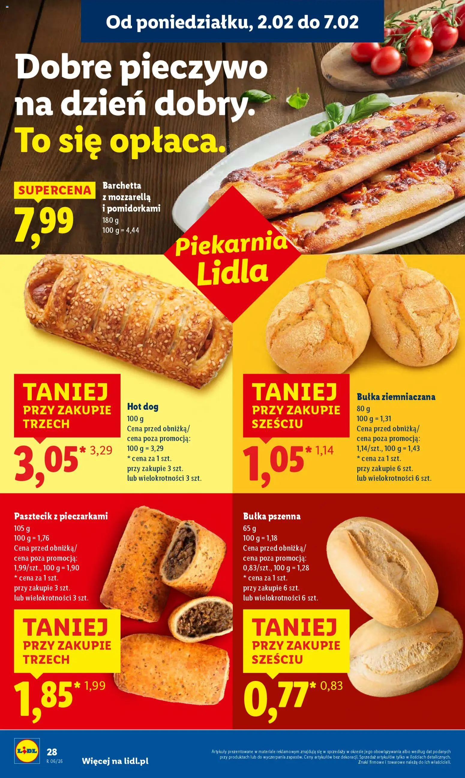 Lidl Gazetka od 02.02.2026 | Strona: 28 | Produkty: Pieczywo, Piekarnia, Mozzarella, Bułka pszenna