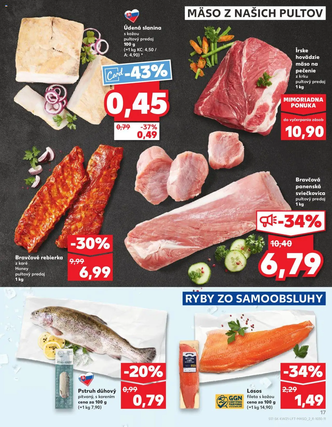 Kaufland Skalica │ platný od 22.05.2025 | Strana: 17 | Produkty: Ryby, Slanina, Hovädzie mäso, Losos