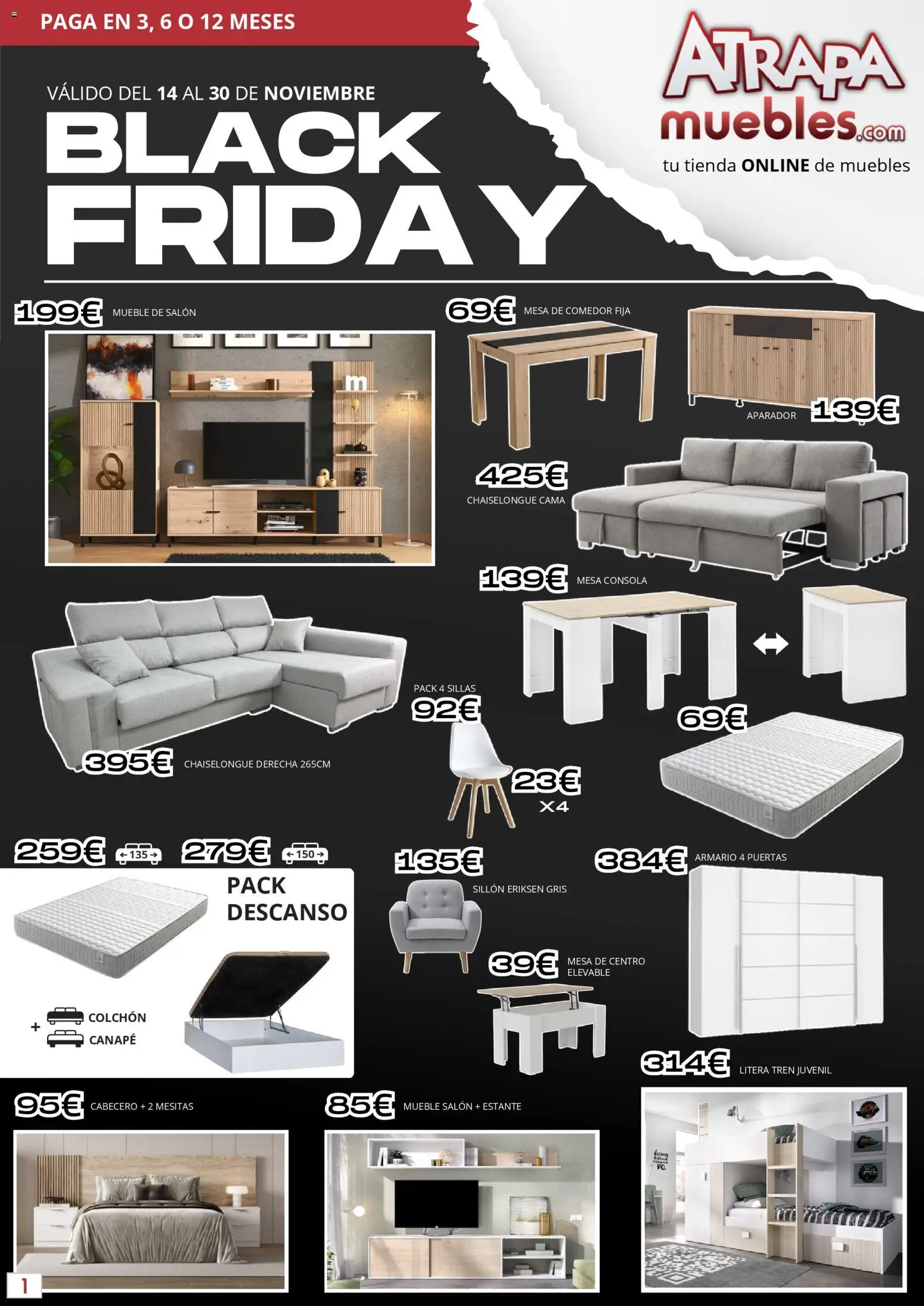 Atrapa Muebles - Black Friday │ válido desde el 14.11.2025 | Página: 1 | Productos: Muebles, Estante, Mesa, Aparador