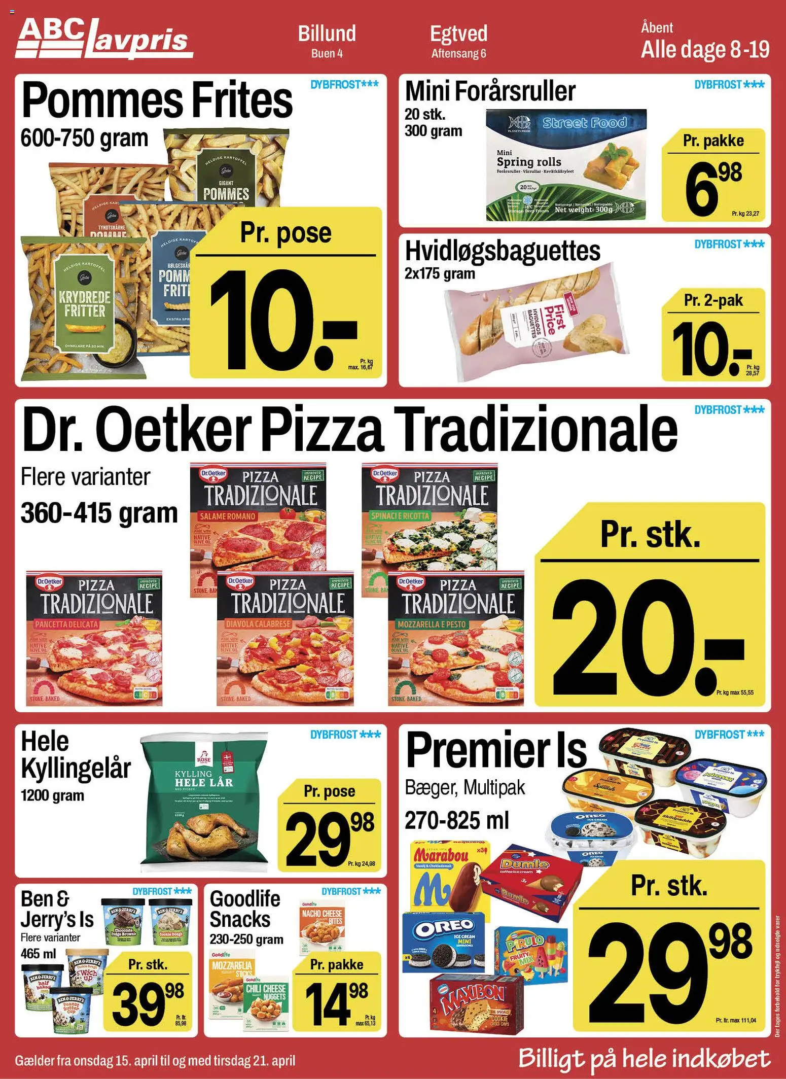 Abc Lavpris tilbudsavis – gyldig fra 15.04.2026 | Side: 5 | Produkter: Pizza, Pommes frites, Is, Mozzarella