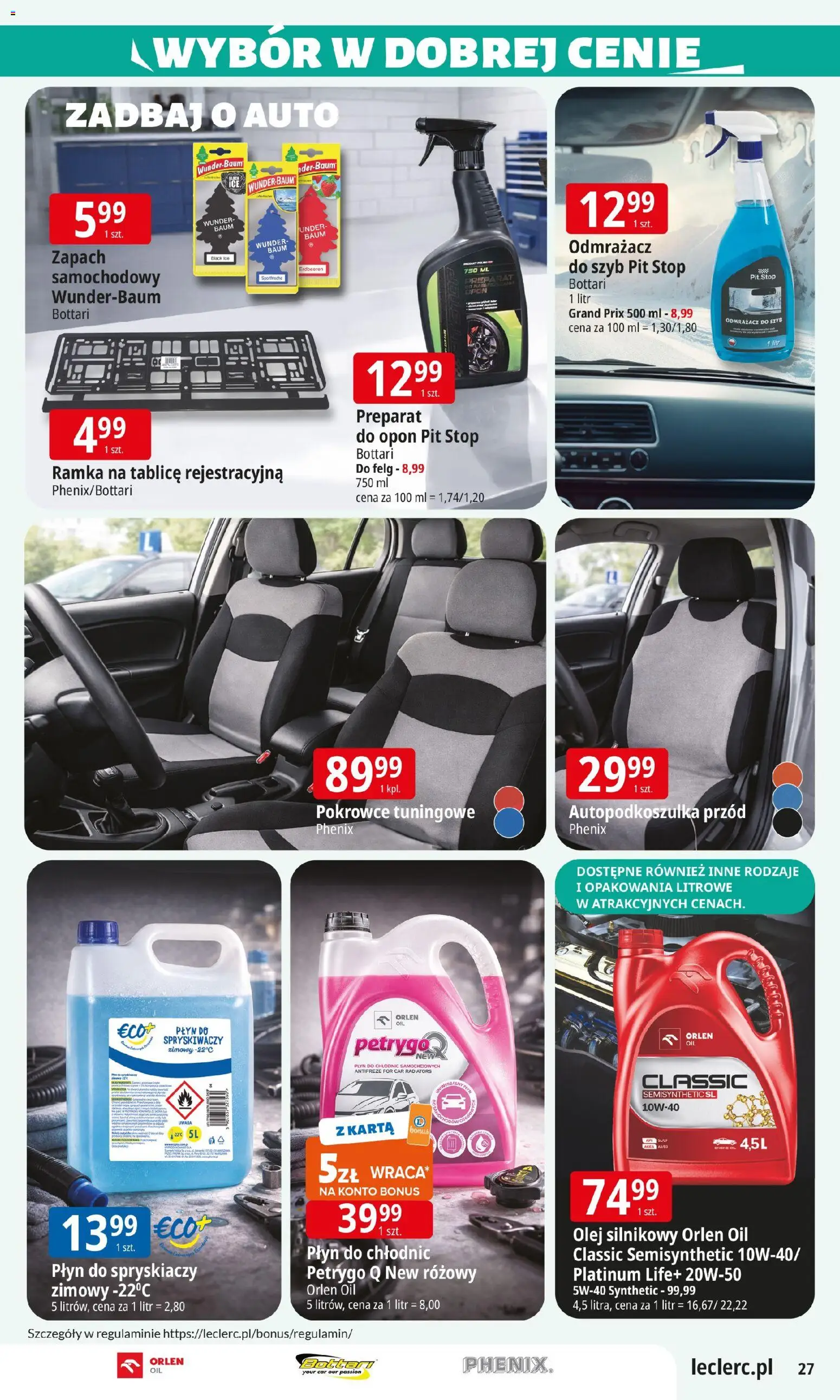 E.Leclerc Gazetka - Zielona Góra od 13.01.2026 | Strona: 27 | Produkty: Karta, Płyn do spryskiwaczy, Zapach, Olej