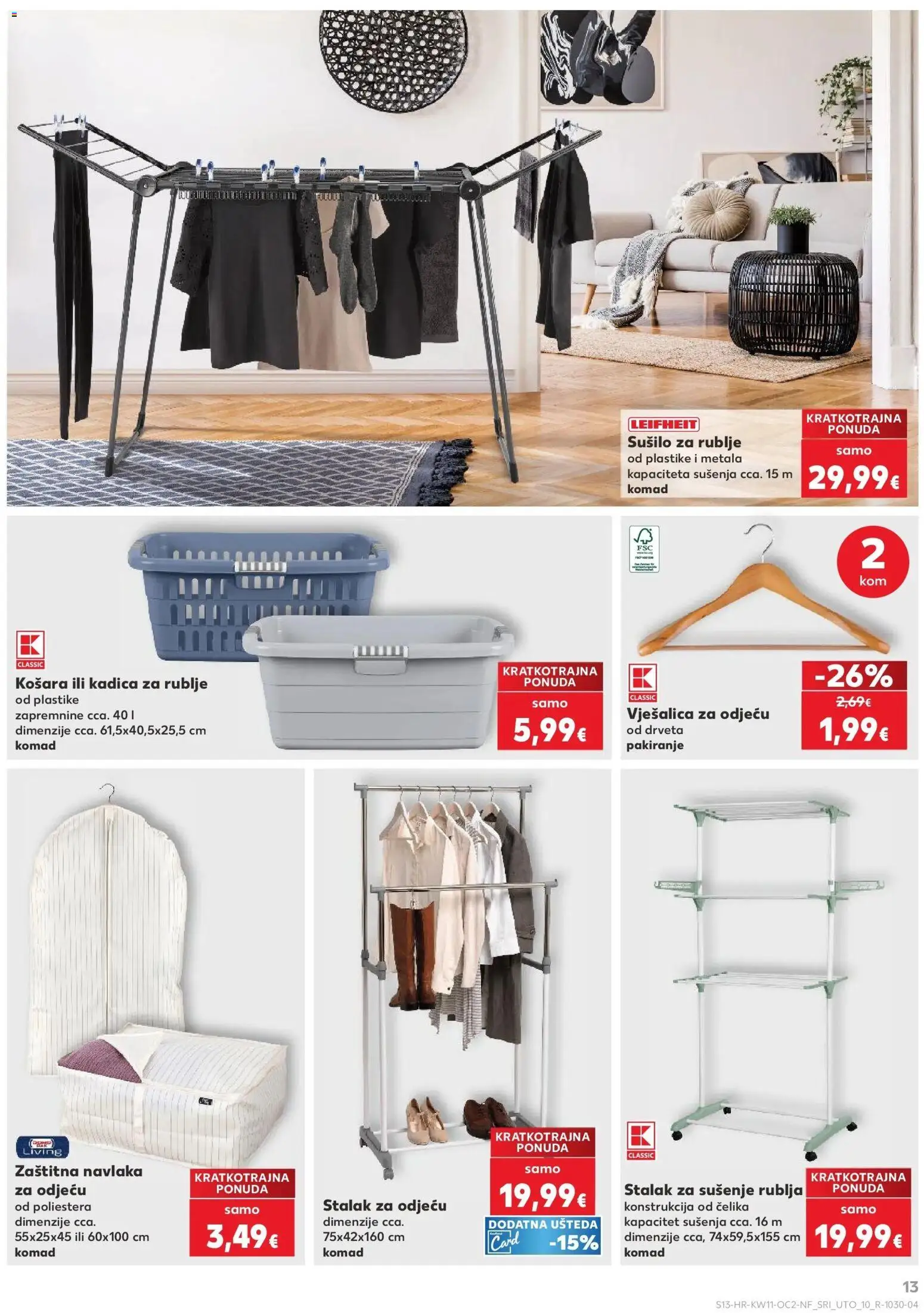 Kaufland katalog | vrijedi od 10.03.2026 | Stranica: 13 | Proizvodi: Košara, Vješalica, Sušilo za rublje, Stalak za odjeću
