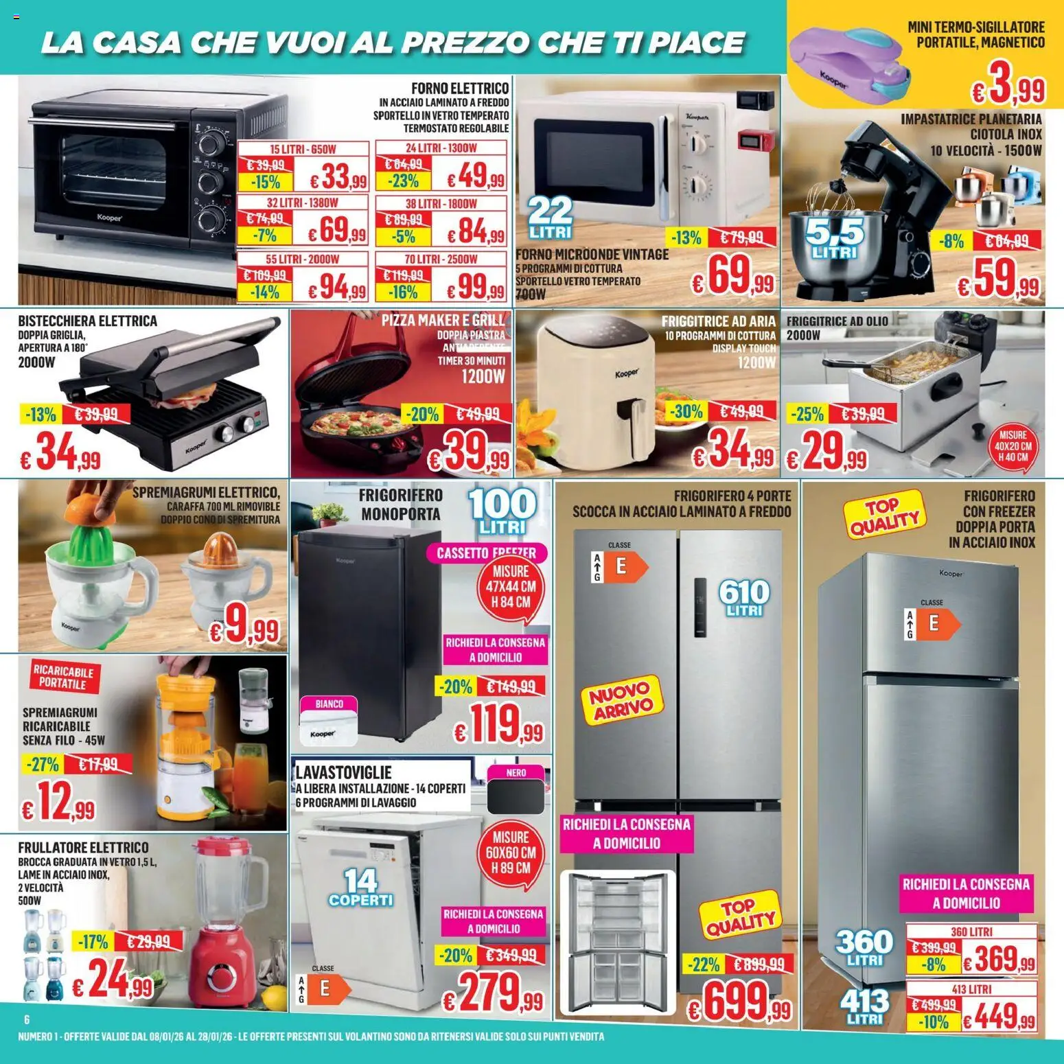 Volantino Satur del 08.01.2026 | Pagina: 6 | Prodotti: Caraffa, Microonde, Forno, Spremiagrumi