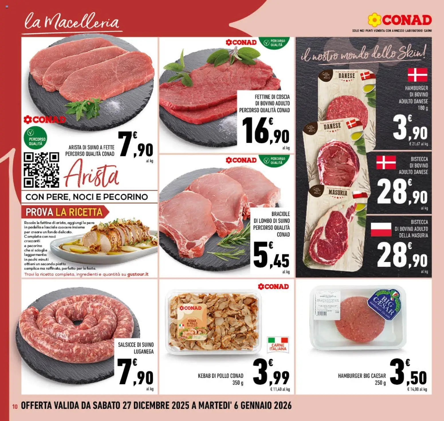 Volantino Conad del 27.12.2025 | Pagina: 10 | Prodotti: Bovino, Pollo, Suino, Hamburger