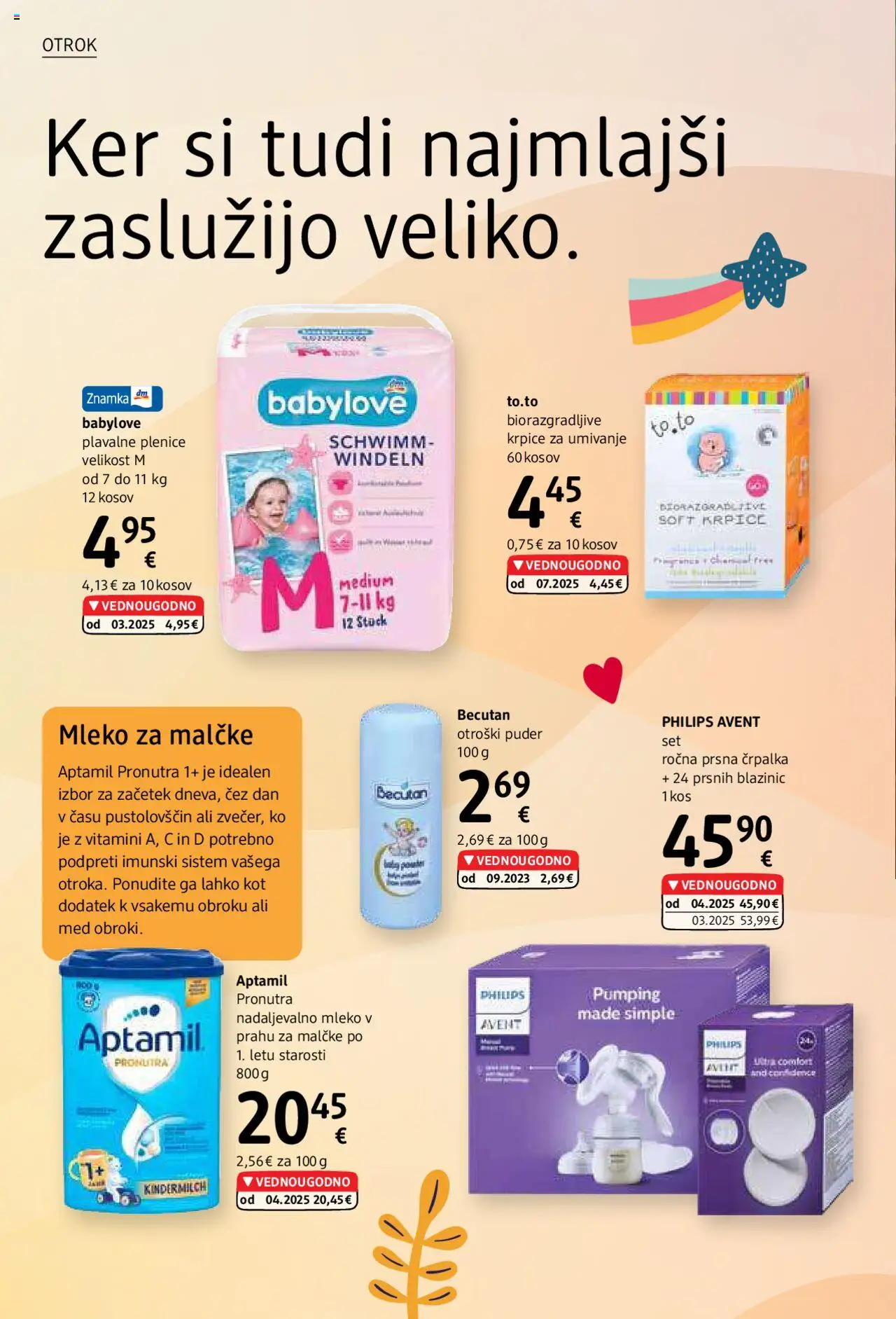 DM Drogerie Markt katalog │ velja od 01.08.2025 | Stran: 24 | Izdelki: Plenice, Črpalka, Puder, Mleko