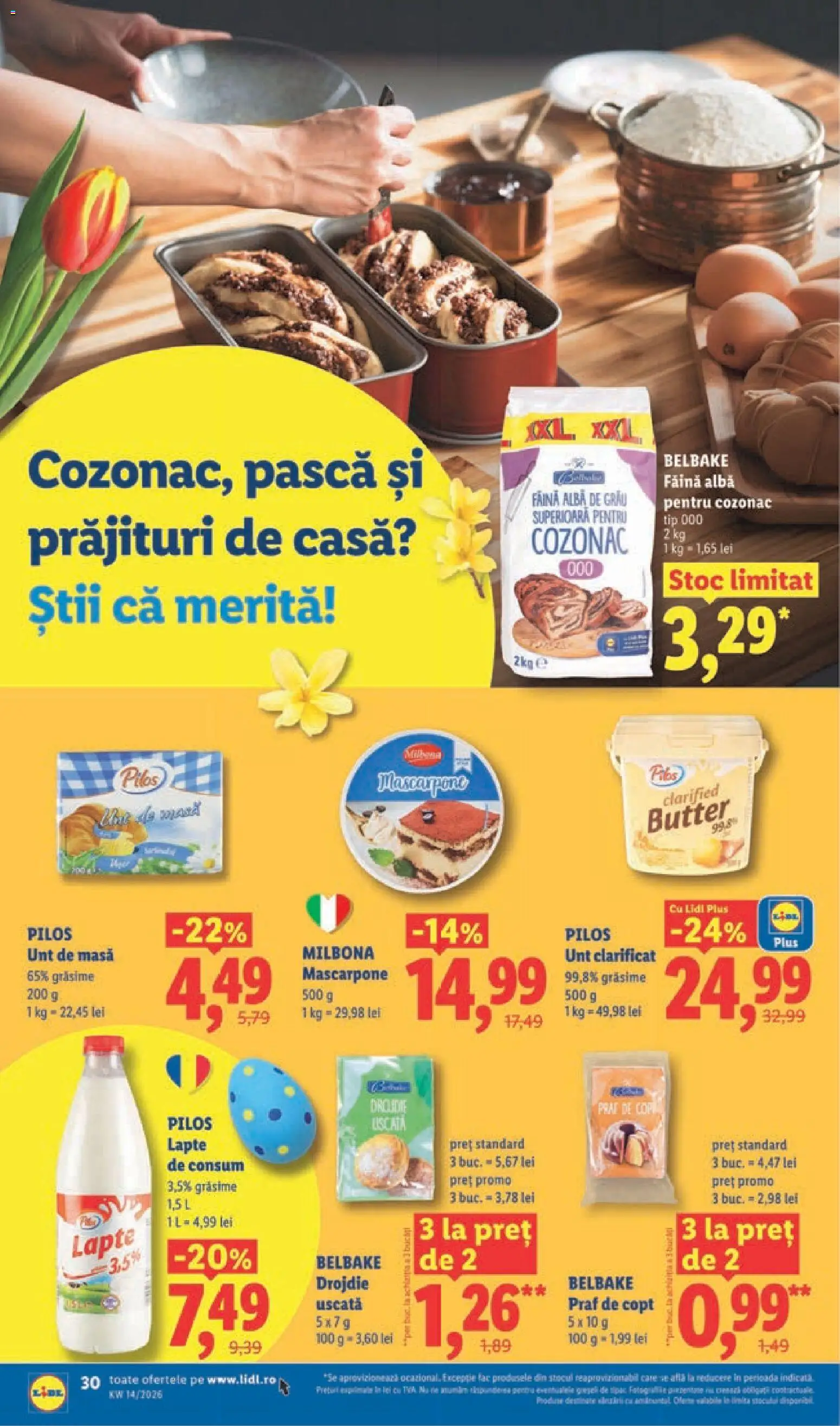 Noul catalog Lidl – valabil de la 30.03.2026 | Pagină: 30 | Produse: Toplar, Lapte, Unt, Făină