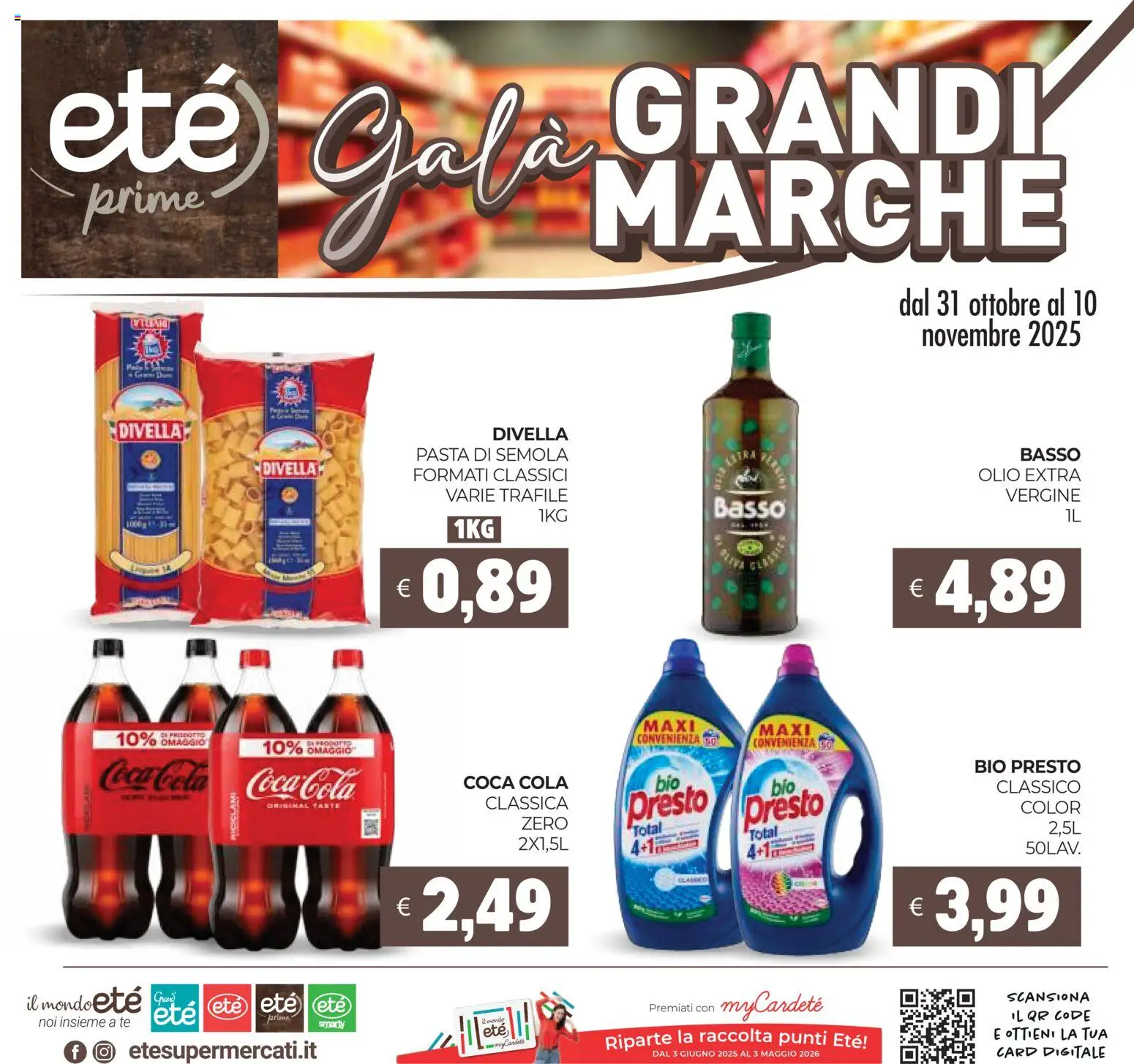 Volantino Eté del 31.10.2025 | Pagina: 1 | Prodotti: Tè, Olio, Pasta, Coca Cola