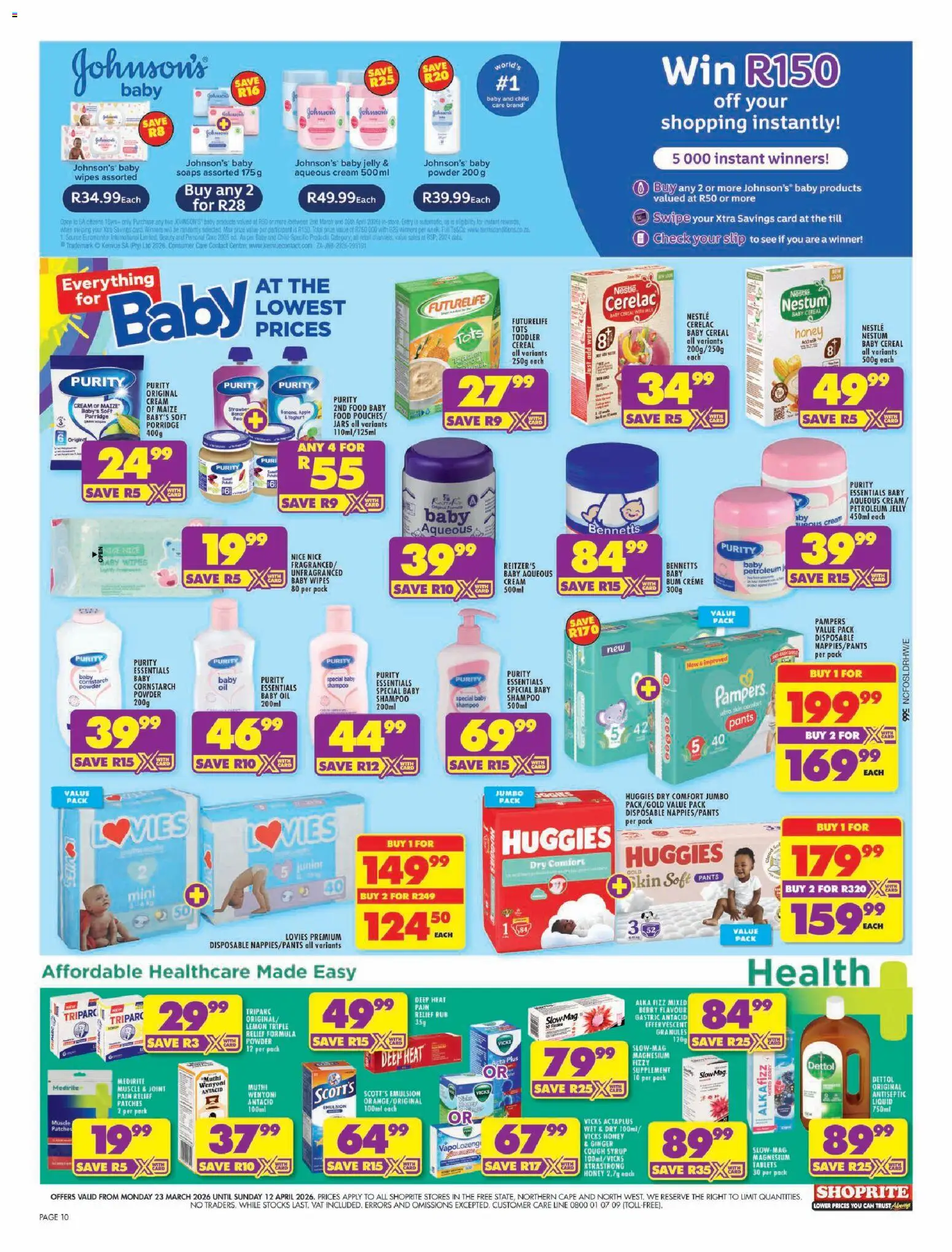 New Shoprite catalogue – valid from 23.03.2026 | Page: 10 | Products: Antiseptic liquid, Cough syrup, Shampoo, Lemon