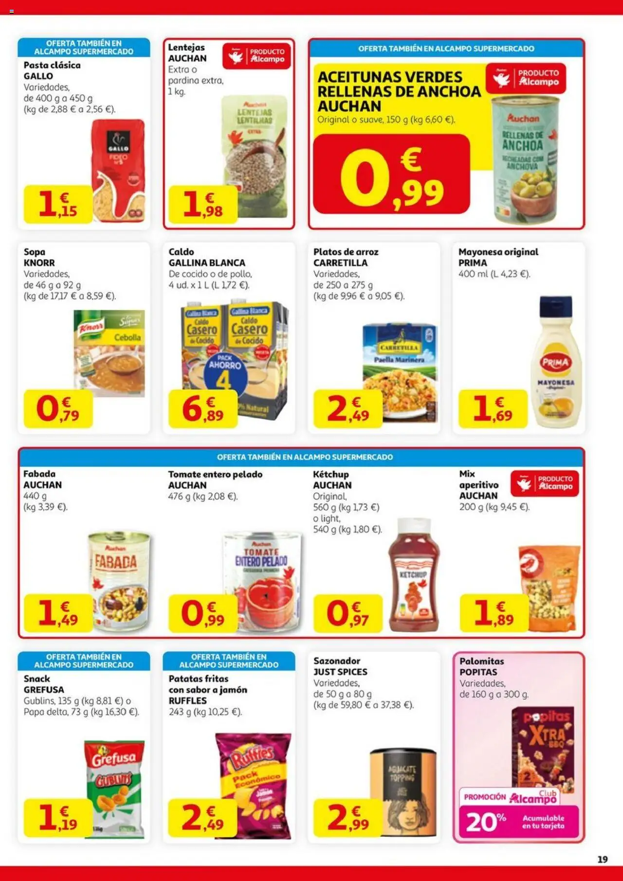 Alcampo - HG Madrid Unificado │ válido desde el 11.09.2025 | Página: 19 | Productos: Jamón, Pasta, Παγωμένο τσάι, Οθόνη προβολής