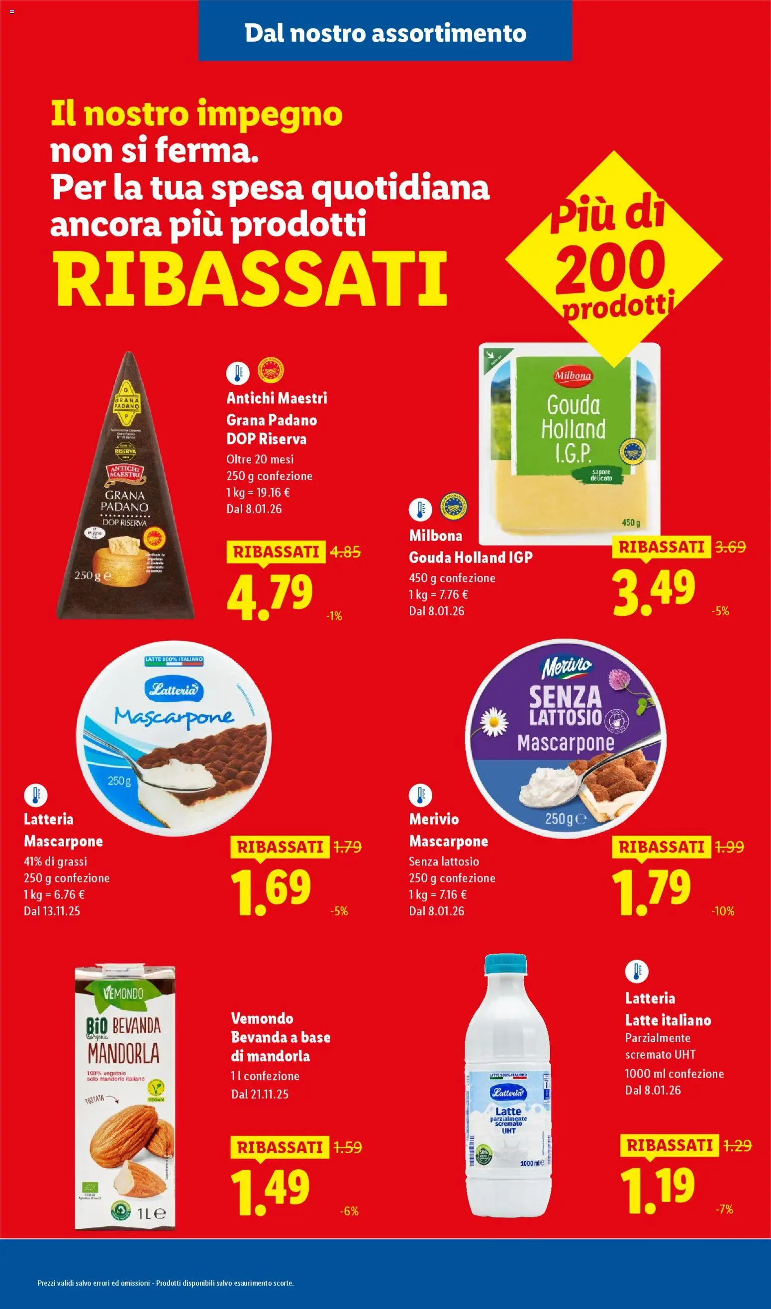 Volantino Lidl del 08.01.2026 | Pagina: 11 | Prodotti: Mandorle, Grana Padano, Latte parzialmente scremato, Mascarpone