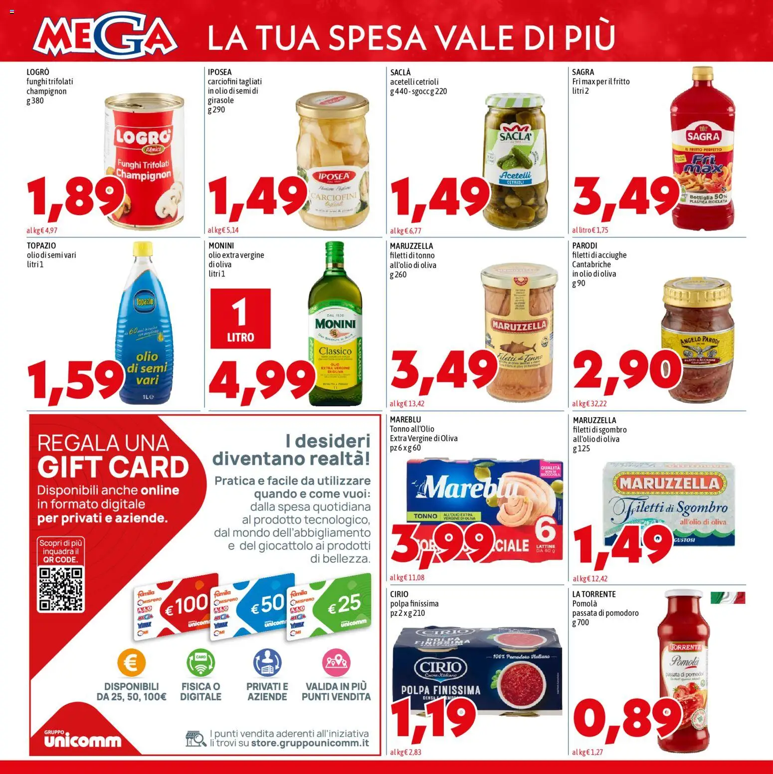 Volantino Mega del 11.12.2025 | Pagina: 10 | Prodotti: Pomodoro, Funghi, Passata di pomodoro, Olio di Oliva
