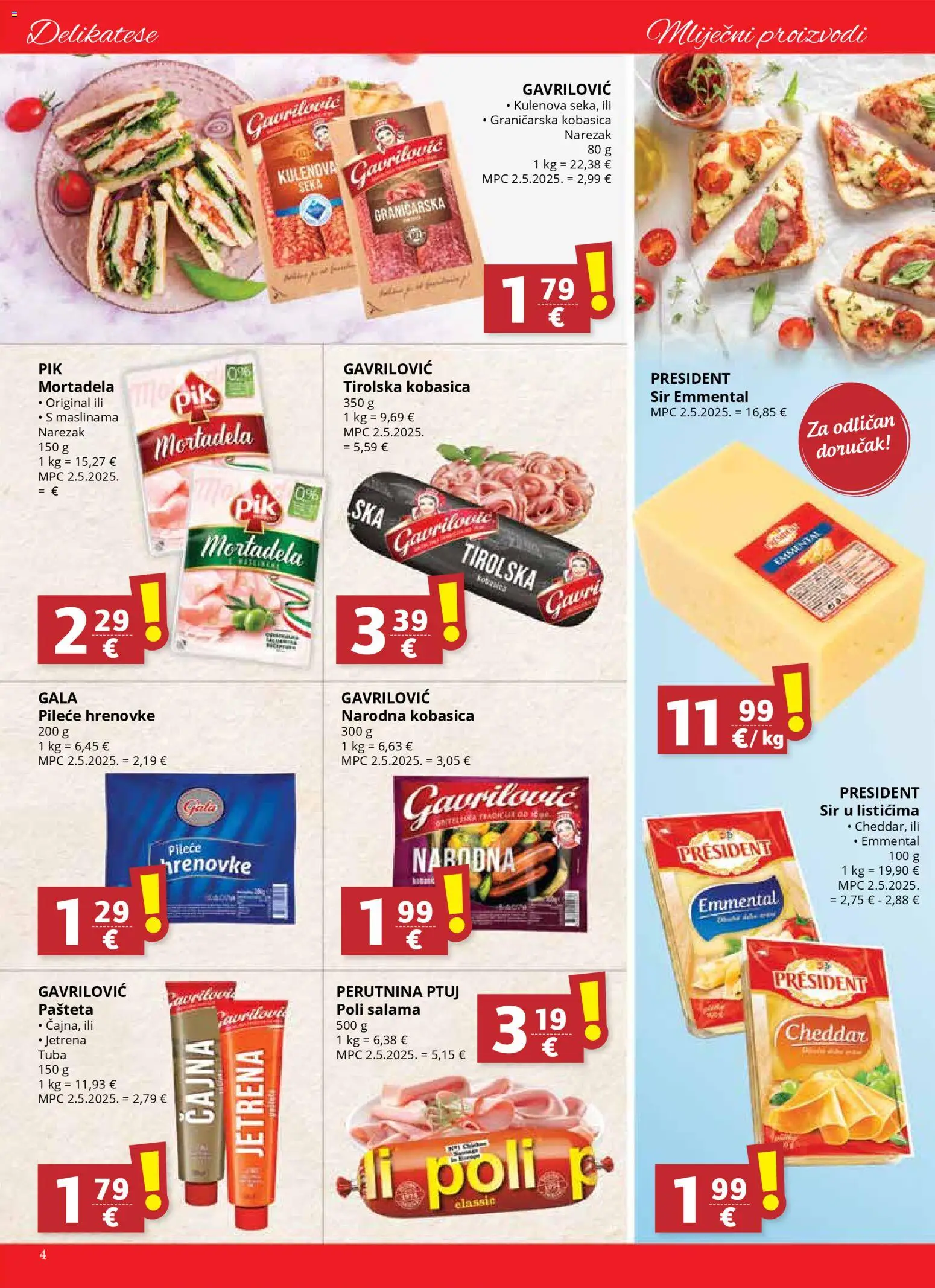 Ultra Gros katalog | vrijedi od 05.11.2025 | Stranica: 4 | Proizvodi: Salama, Hrenovke, Narezak, Pašteta