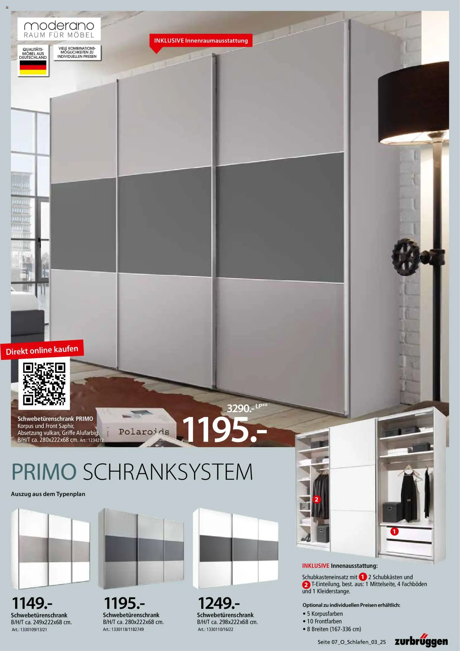 Zurbrüggen Schlafen Spezial – gültig ab 18.12.2025 | Seite: 7 | Produkte: Schwebetürenschrank