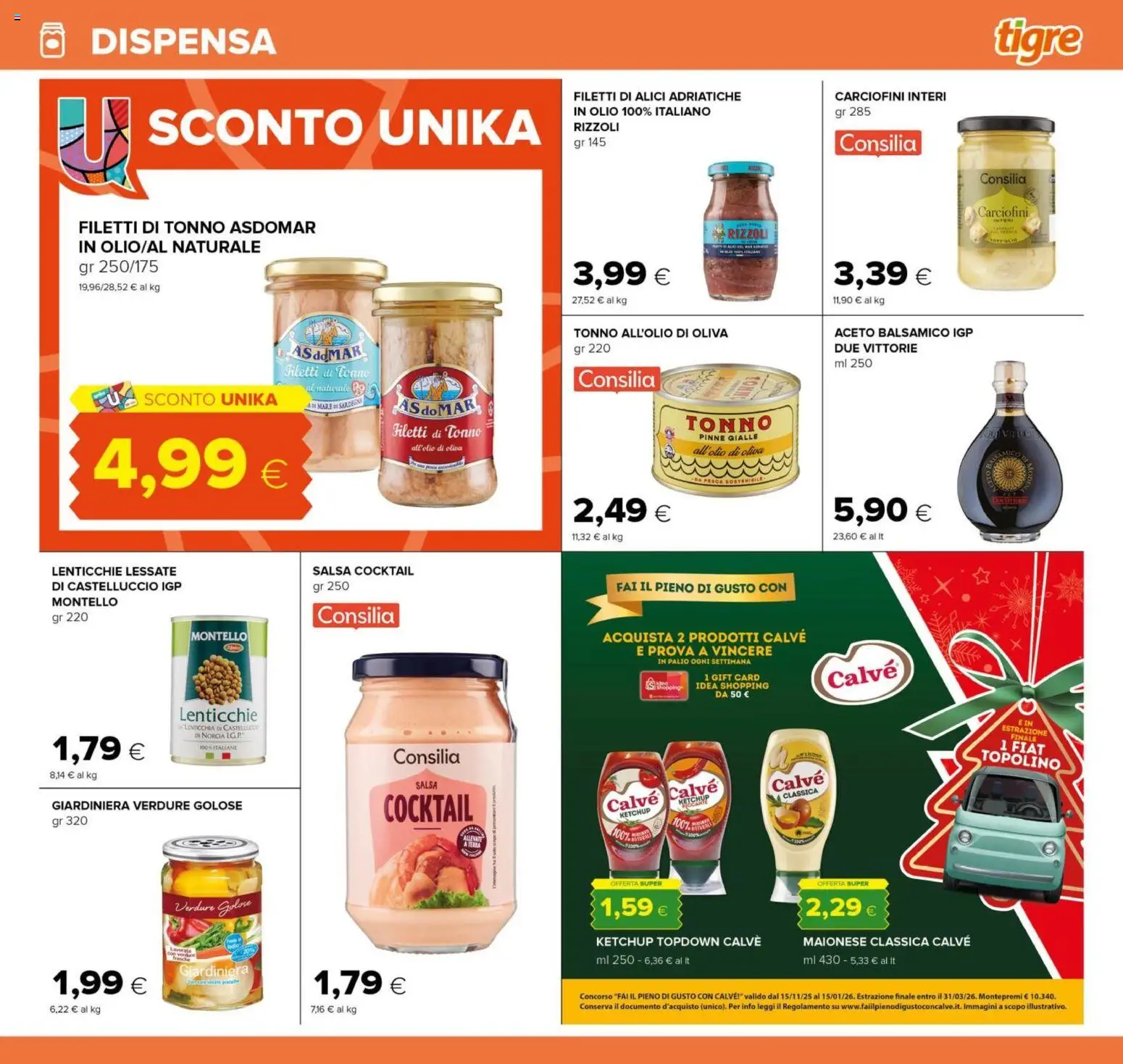 Volantino Tigre del 16.12.2025 | Pagina: 25 | Prodotti: Ketchup, Verdure, Tonno, Alici