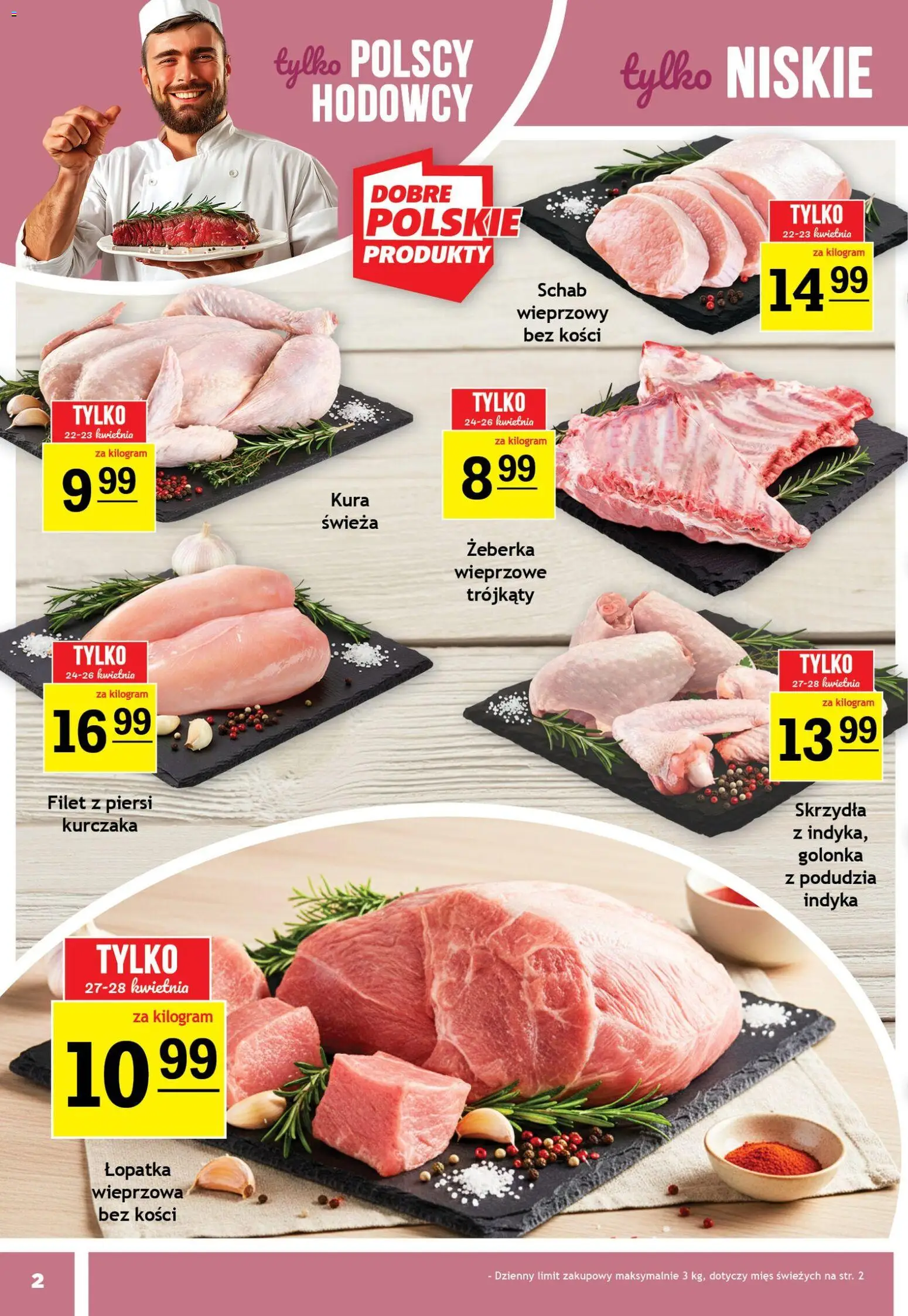 Gram Market gazetka od 22.04.2026 | Strona: 2 | Produkty: Schab, Piersi, Łopatka wieprzowa, Filet z piersi kurczaka