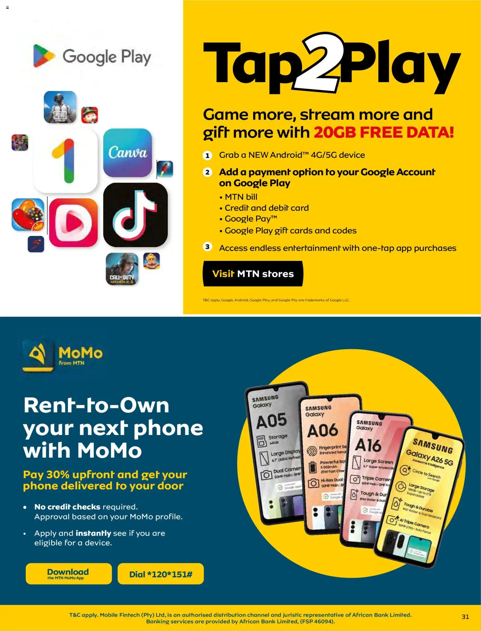 New MTN catalogue – valid from 07.04.2026 | Page: 31 | Products: Data, Phone, Camera, Water