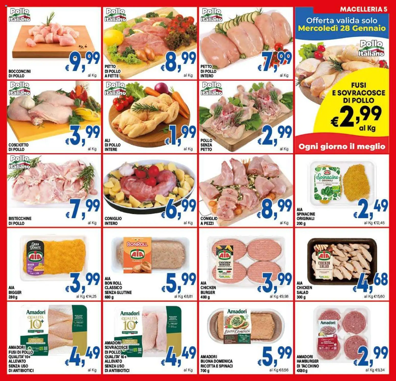 Volantino DEM del 26.01.2026 | Pagina: 5 | Prodotti: Pollo, Tacchino, Ricotta, Hamburger