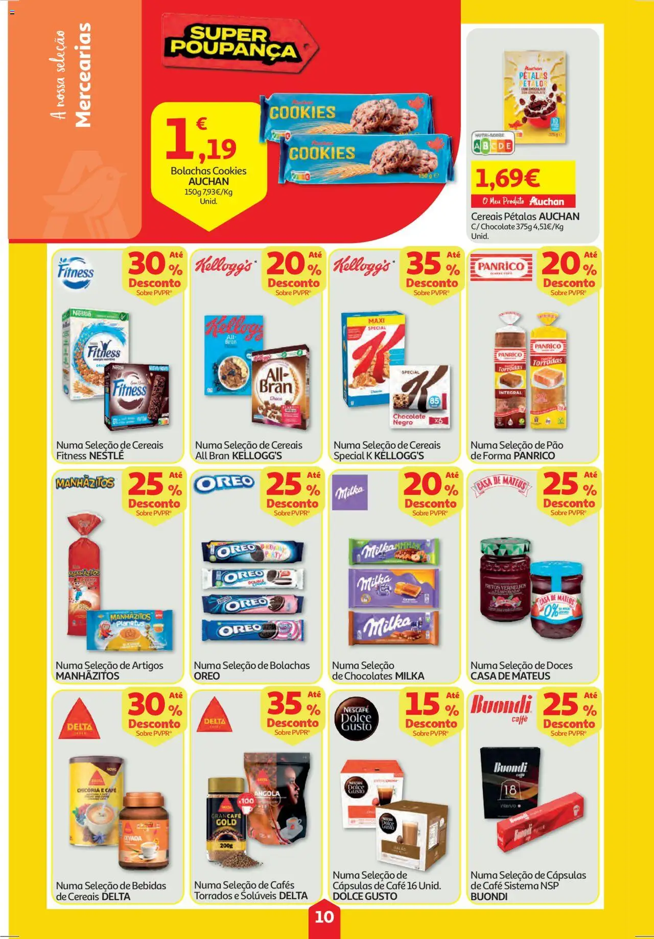 Auchan folheto │ válido de 09.10.2025 | Página: 10 | Produtos: Bolachas, Chocolates, Manhãzitos, Cereais