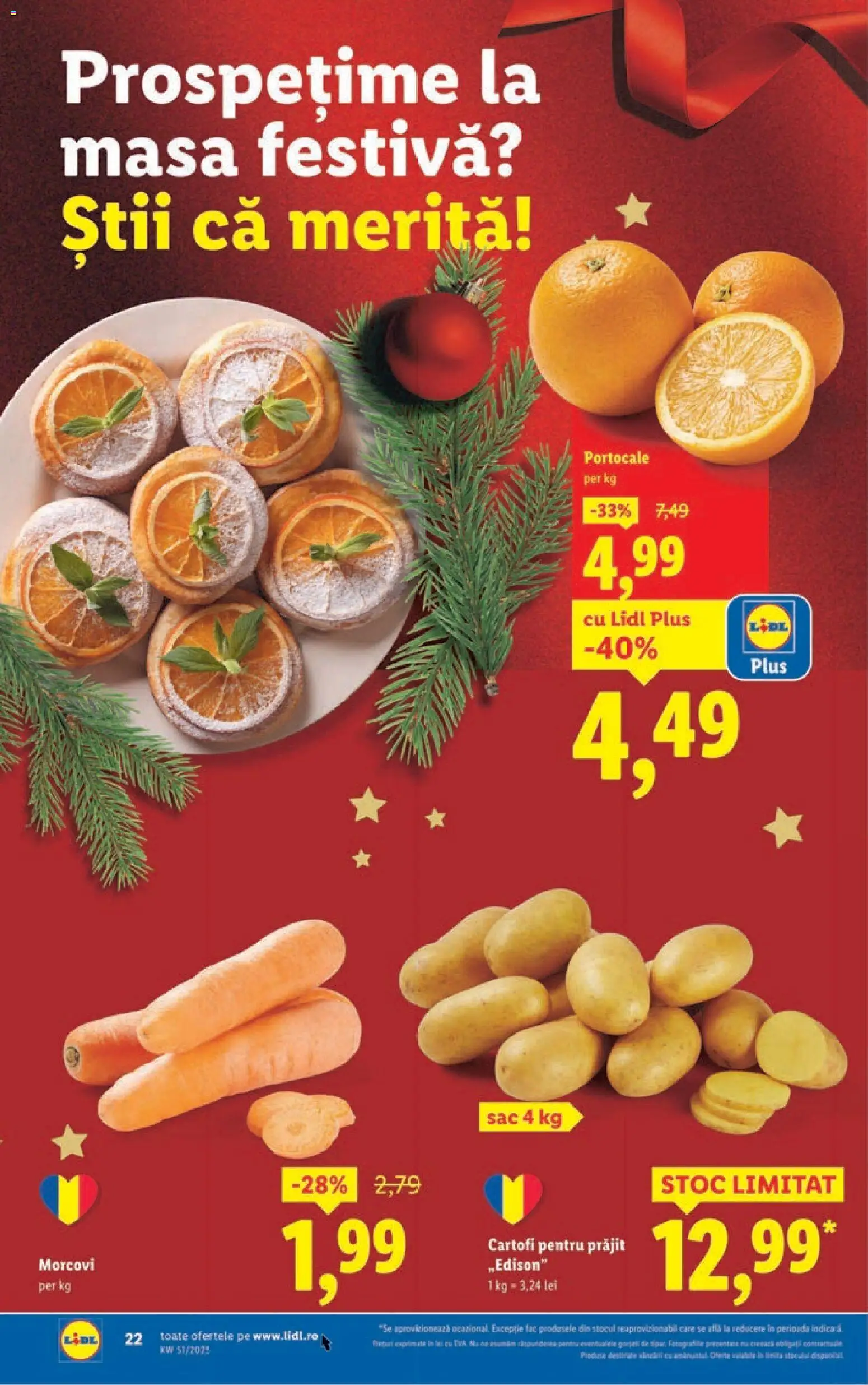 Noul catalog Lidl – valabil de la 15.12.2025 | Pagină: 22 | Produse: Masă, Portocale, Morcovi, Cartofi