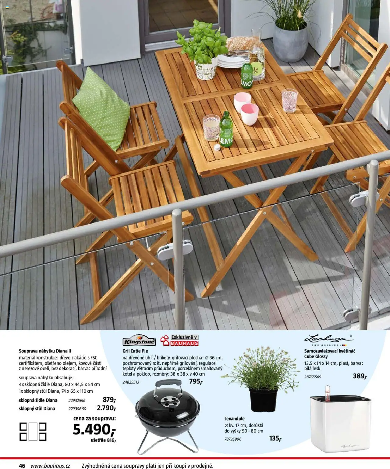 Bauhaus katalog Zahradní nábytek od 01.04.2025 | Strana: 46 | Produkty: Dřevěné uhlí, Gril, Stůl, Květináč
