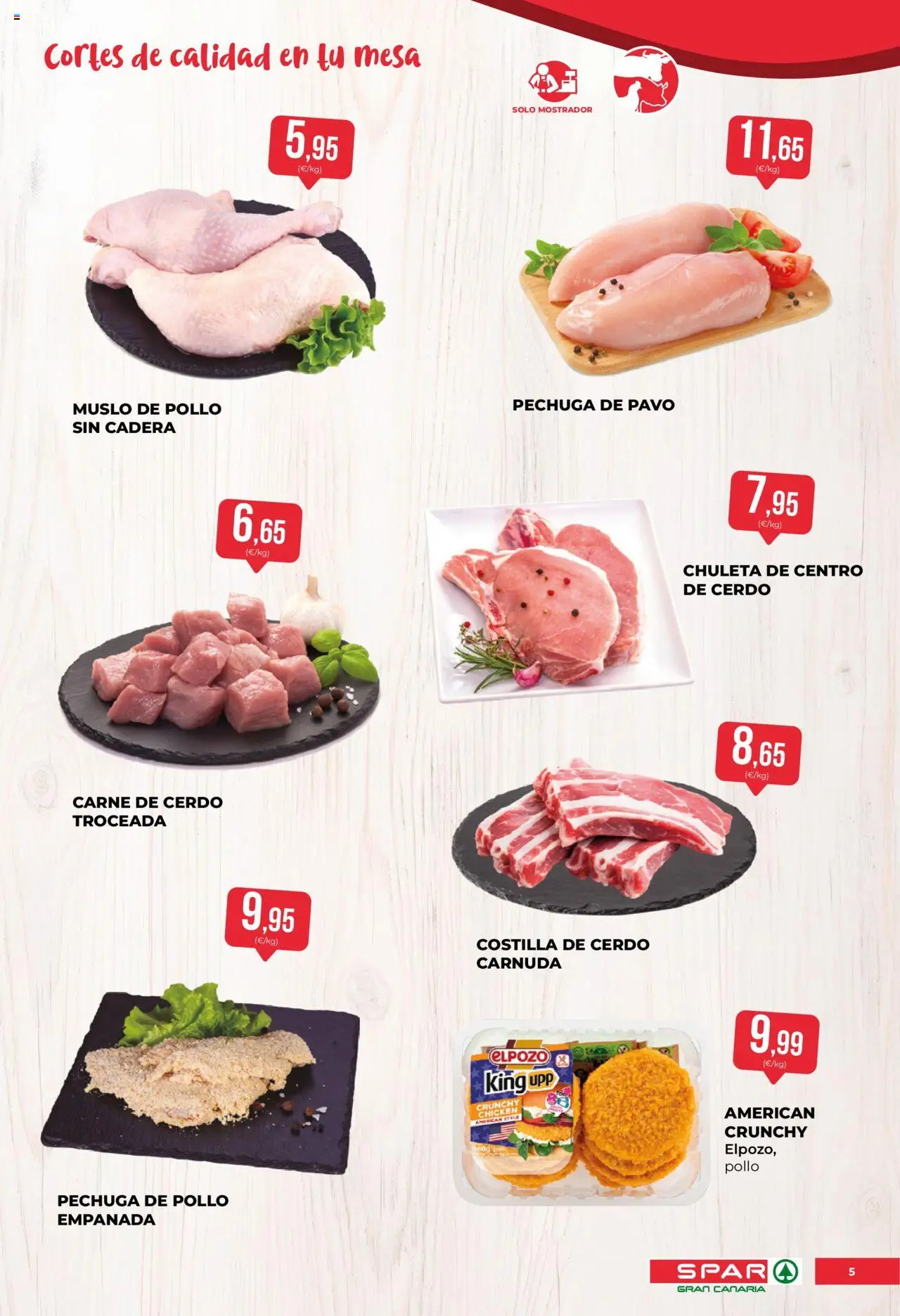 Spar folleto │ válido desde el 17.10.2025 | Página: 5 | Productos: Cerdo, Costilla de cerdo, Pechuga de pollo empanada, Mesa