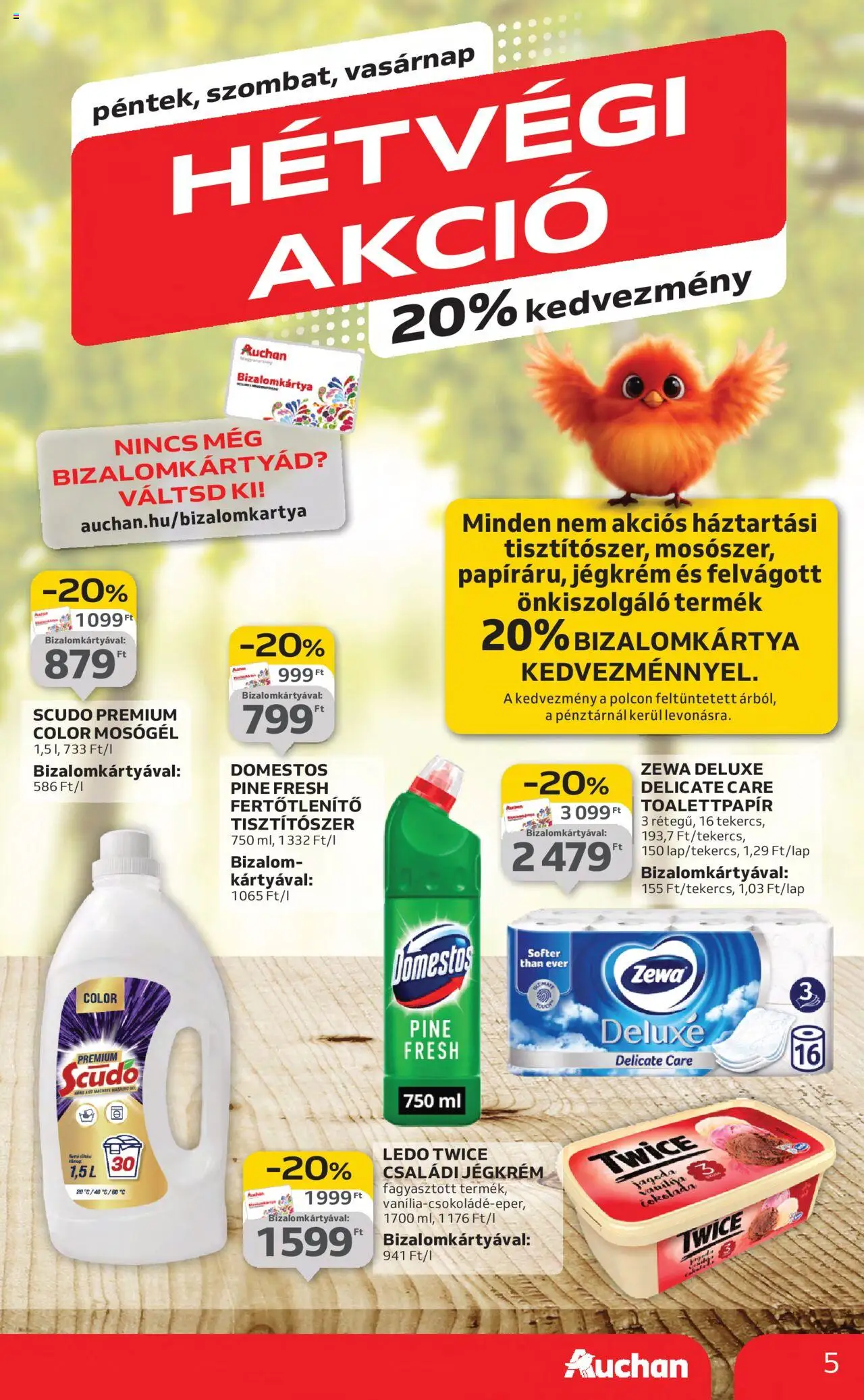 Auchan akciós ujság - amely érvényes a következő dátumtól: 21.08.2025 | Oldal: 5 | Termékek: Mosógél, Felvágott, Jégkrém