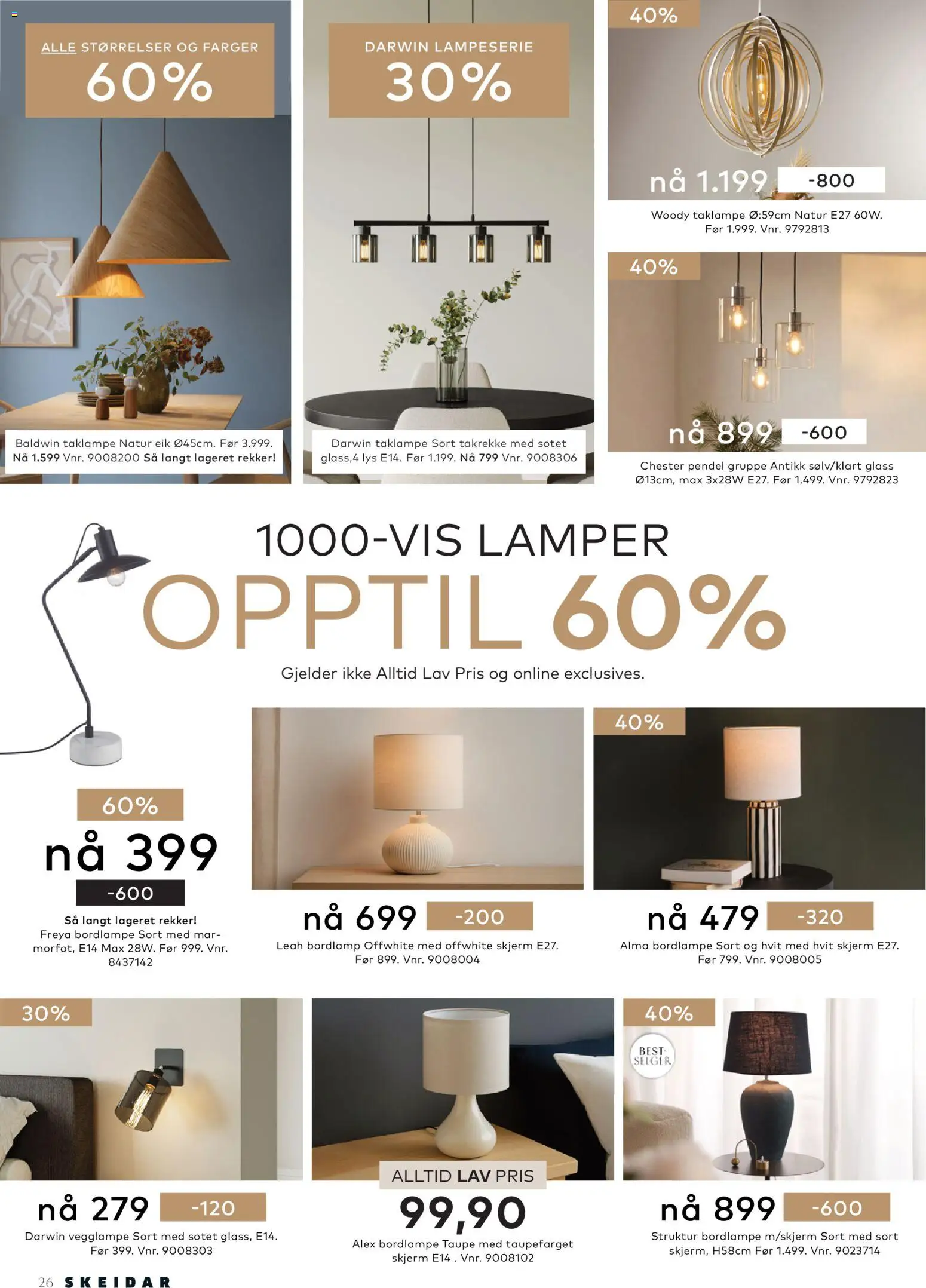{H1} | Side: 26 | Produkter: Vegglampe, Taklampe, Skjerm, Lys
