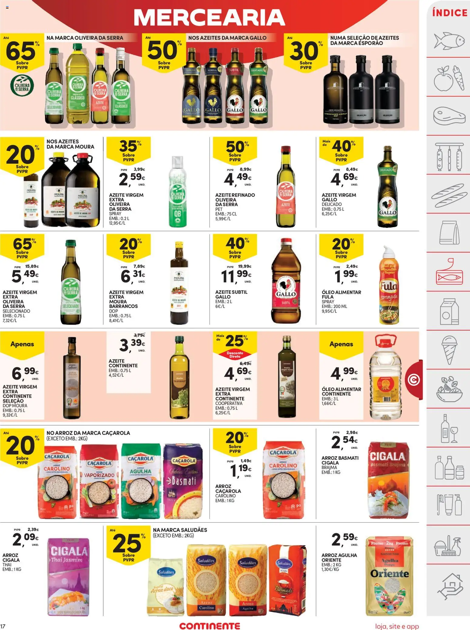 Continente folheto │ válido de 14.04.2026 | Página: 17 | Produtos: Azeite, Arroz basmati, Óleo, Arroz