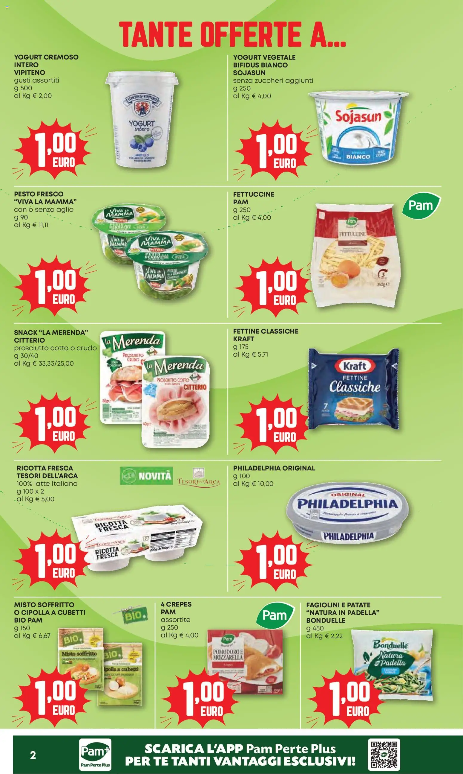 Volantino PAM del 07.04.2026 | Pagina: 2 | Prodotti: Prosciutto Cotto, Ricotta, Fagiolini, Fettuccine