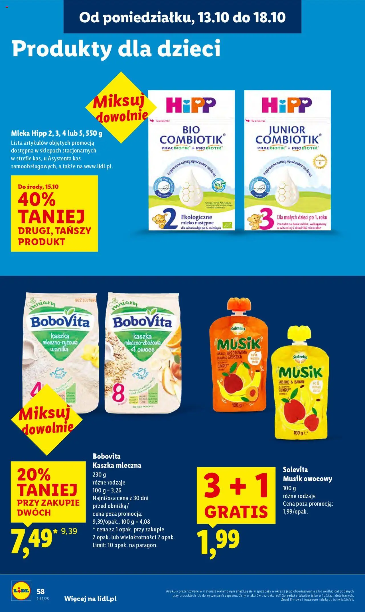 Lidl Gazetka od 13.10.2025 | Strona: 58 | Produkty: Gruszka, Kaszka mleczna, Banan, Owoce