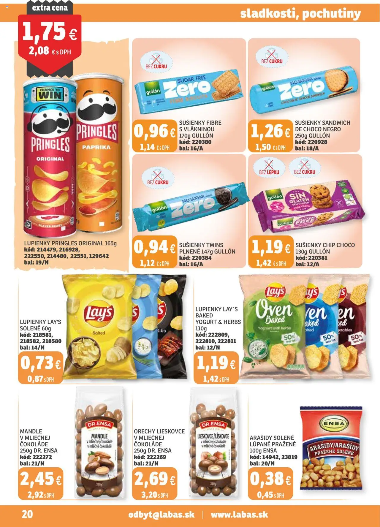 Nové Labaš akcie – leták je platný od 05.09.2025 | Strana: 20 | Produkty: Paprika, Pringles, Orechy, Arašidy