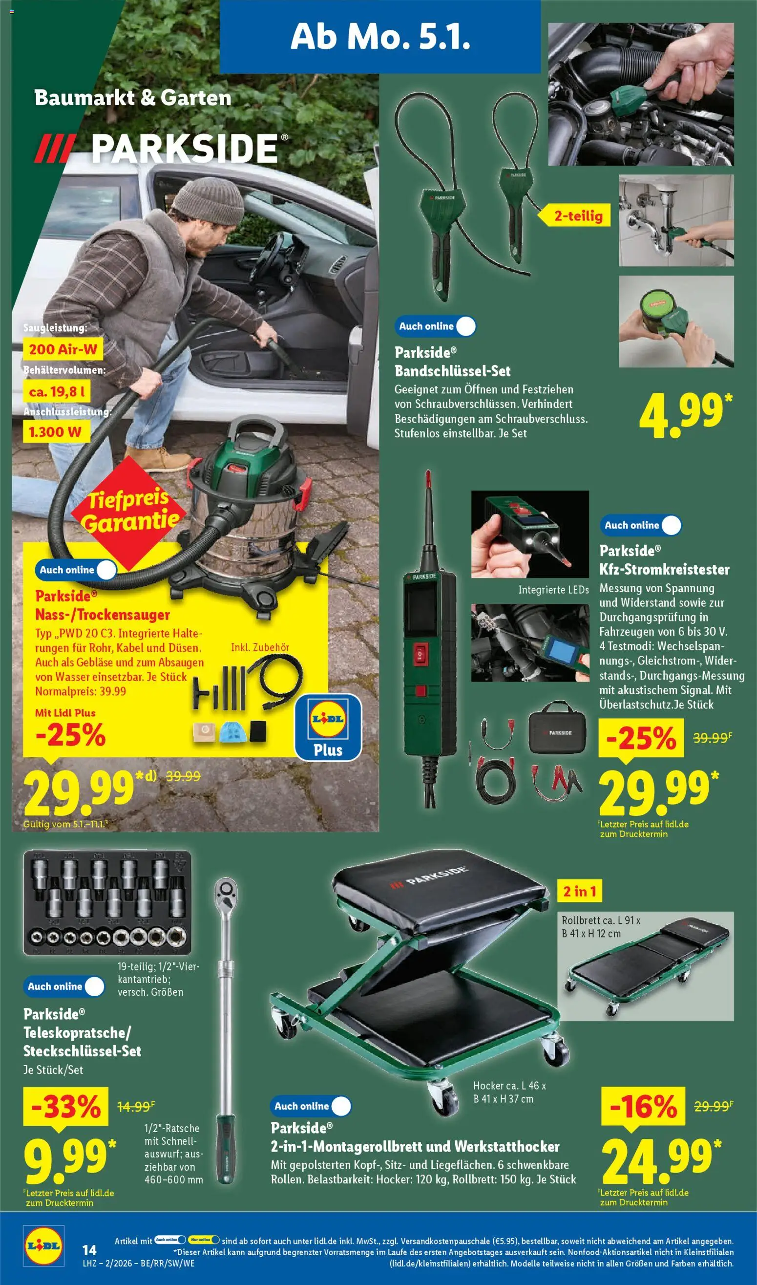 Lidl Prospekt Krefeld – gültig ab 05.01.2026 | Seite: 22 | Produkte: Kabel, Hocker, Wasser