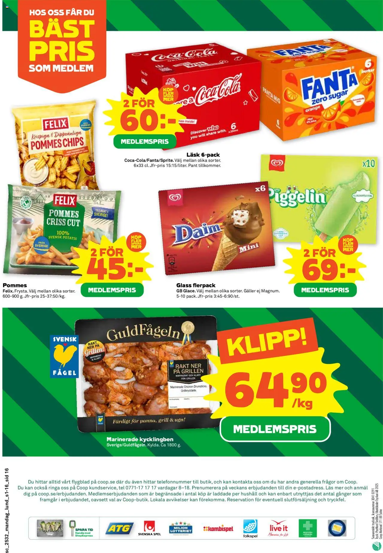 Stora Coop reklamblad aktuell från 04.08.2025 | Sida: 16 | Produkter: Galler, Chips, Coca cola, Fanta