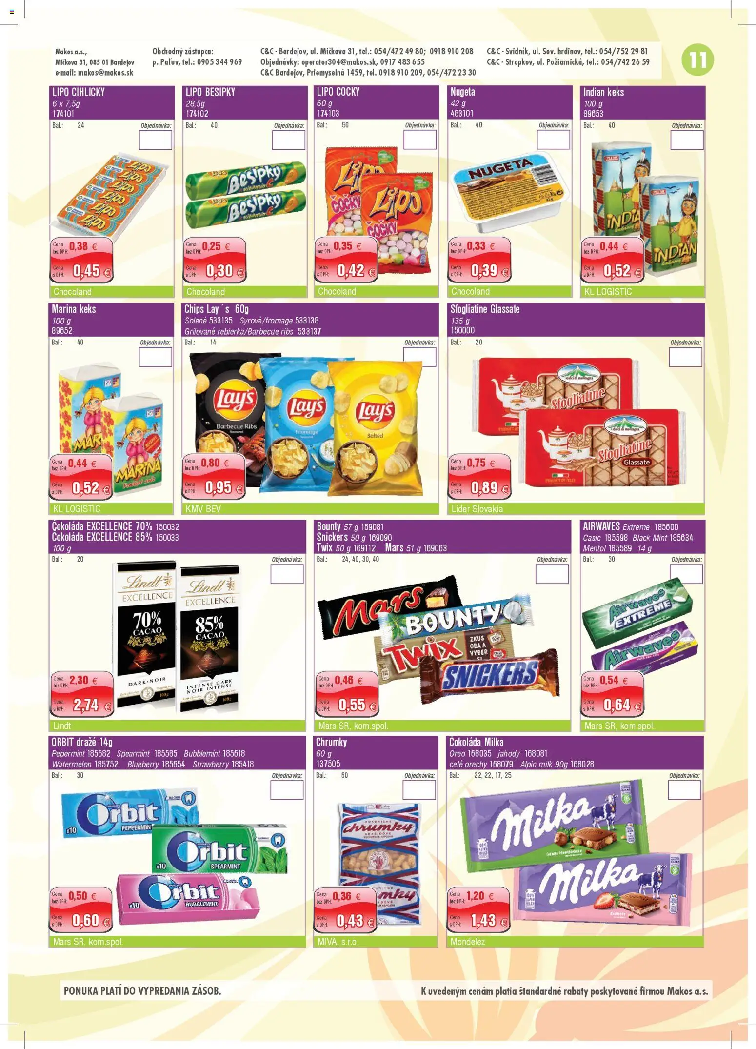 Nové Makos akcie – leták je platný od 01.12.2025 | Strana: 11 | Produkty: Lindt, Čokoláda, Orechy, Milka