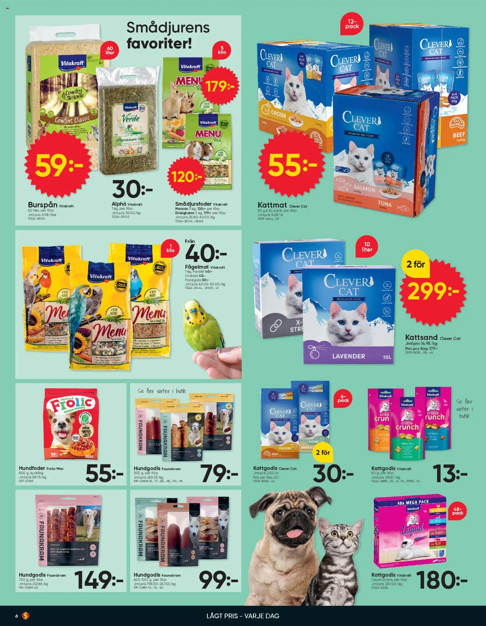 Dollar Store reklamblad aktuell från 16.03.2026 | Sida: 6 | Produkter: Fågelmat, Hundgodis, Kattmat