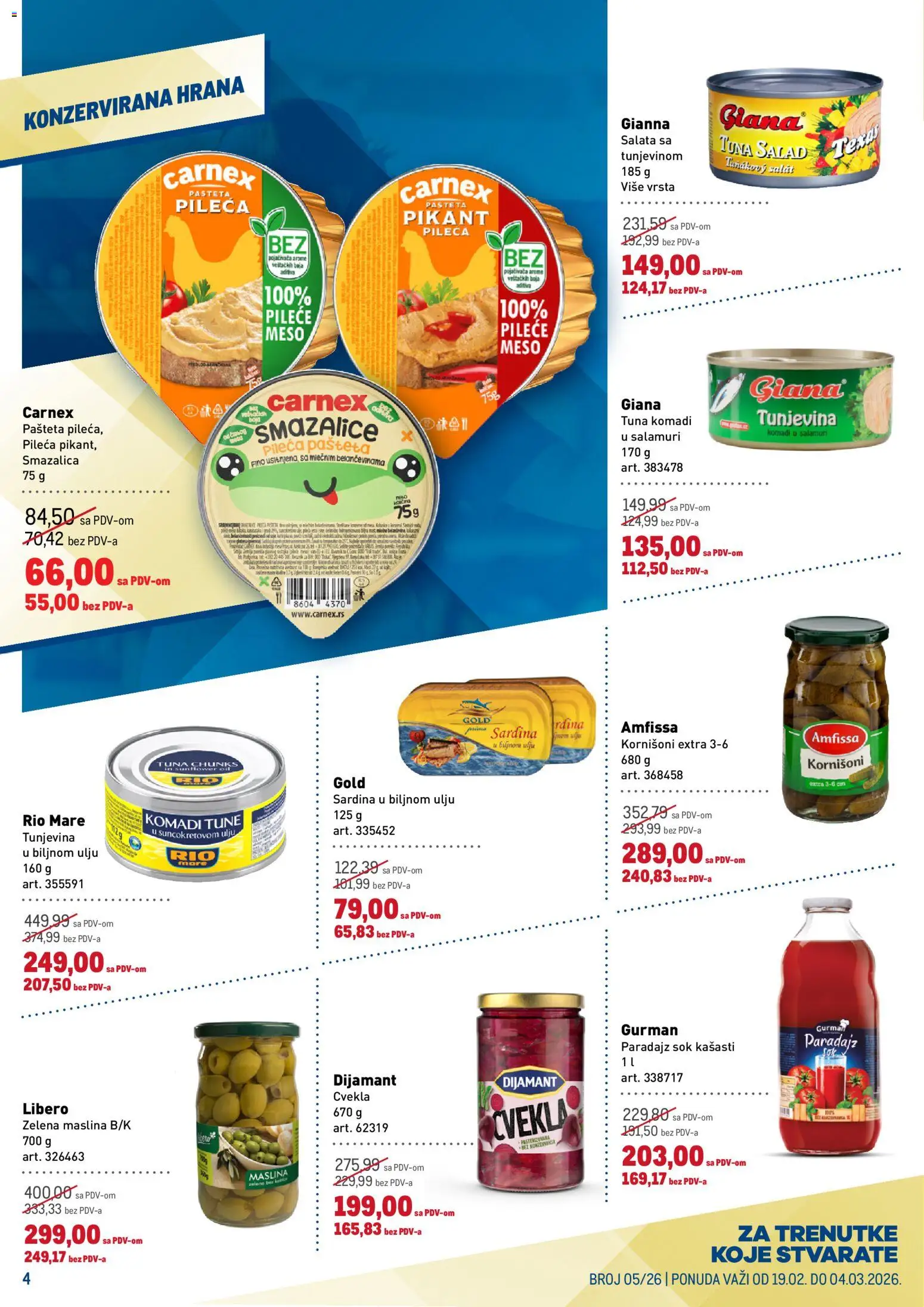 Metro katalog - važi od 19.02.2026 | Strana: 4 | Proizvode: Salata, Pileće meso, Kornišoni, Sardina