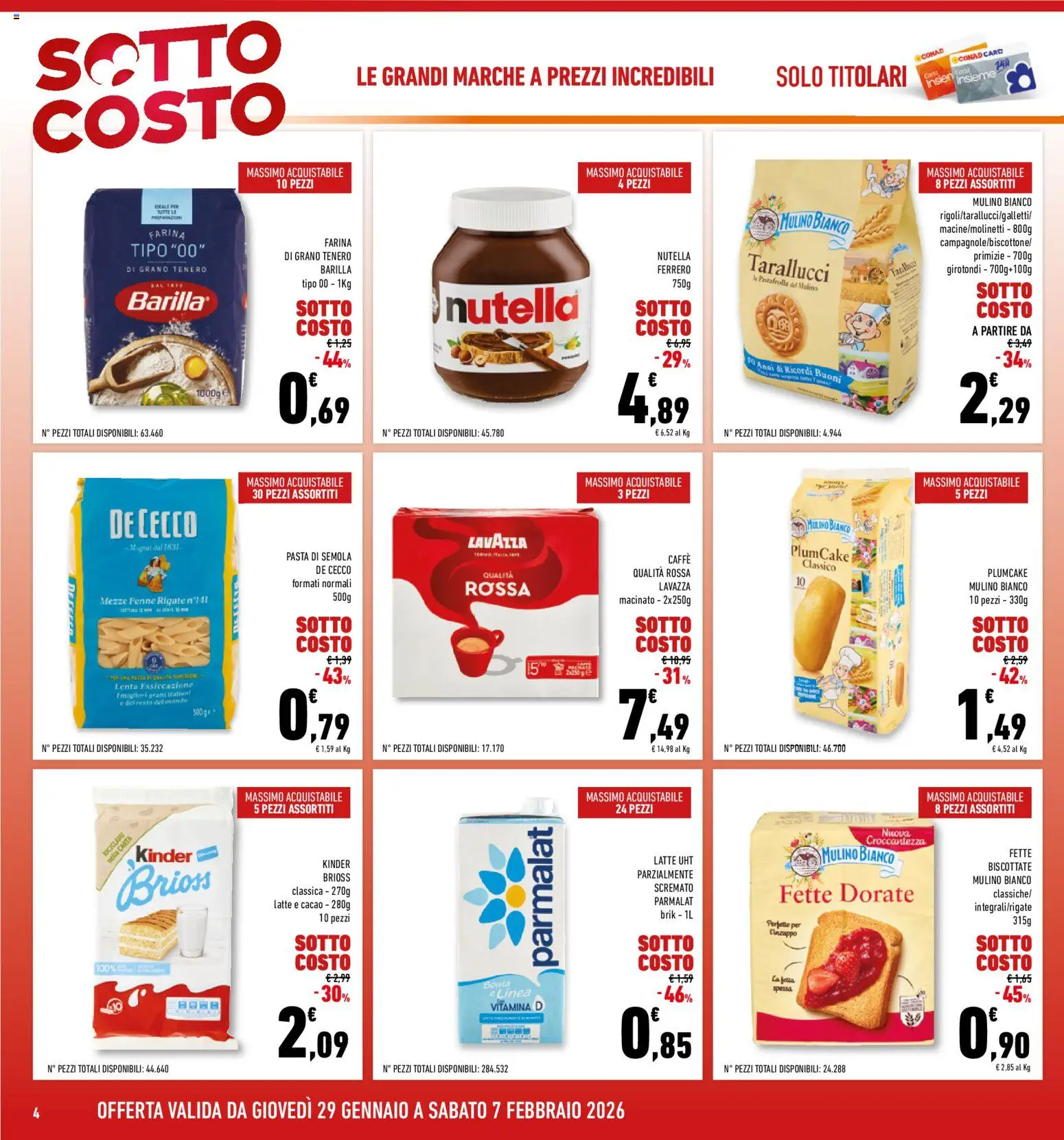 Volantino Conad del 29.01.2026 | Pagina: 4 | Prodotti: Caffè, Plumcake, Cacao, Macinato