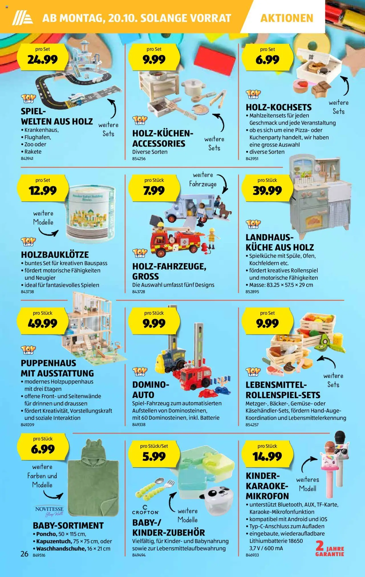 Aldi Aktionen – gültig ab 16.10.2025 | Seite: 27 | Produkte: Babynahrung, Gemüse, Spiel, Mikrofon