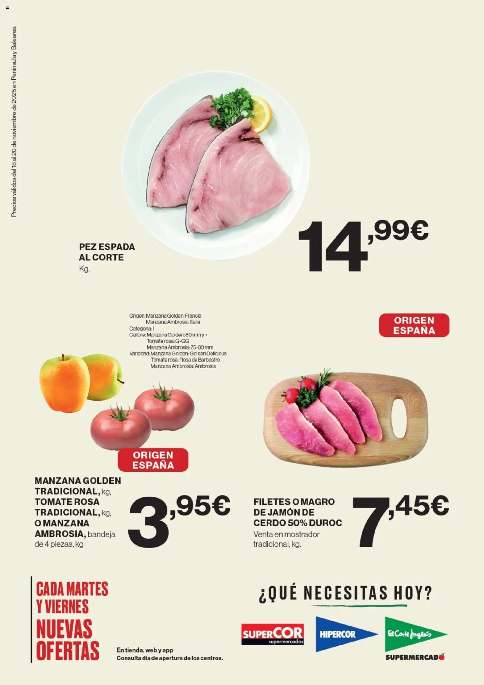 Hipercor catálogo │ válido desde el 18.11.2025 | Página: 2 | Productos: Jamón, Cerdo, Manzana, Bandeja