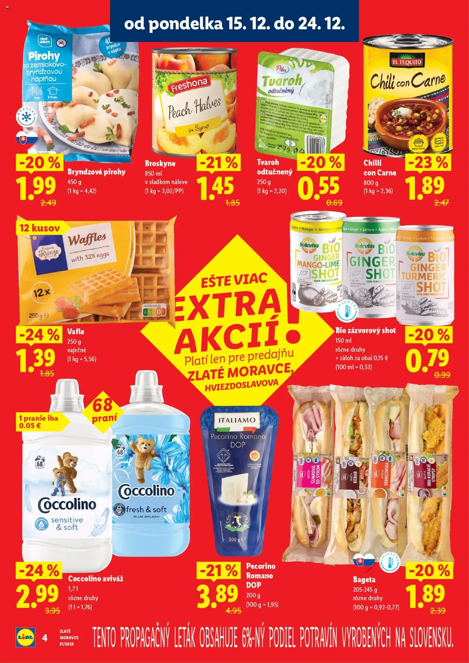 Nové Lidl akcie – leták je platný od 15.12.2025 | Strana: 4 | Produkty: Pirohy, Apple, Mango, Coccolino