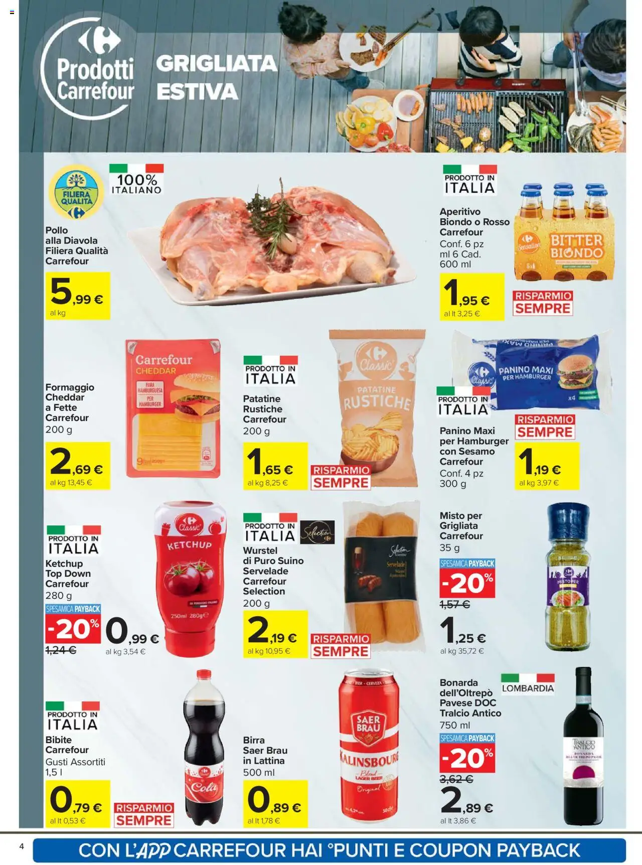 Volantino Carrefour del 07.08.2025 | Pagina: 4 | Prodotti: Suino, Formaggio, Bibite, Aperitivo