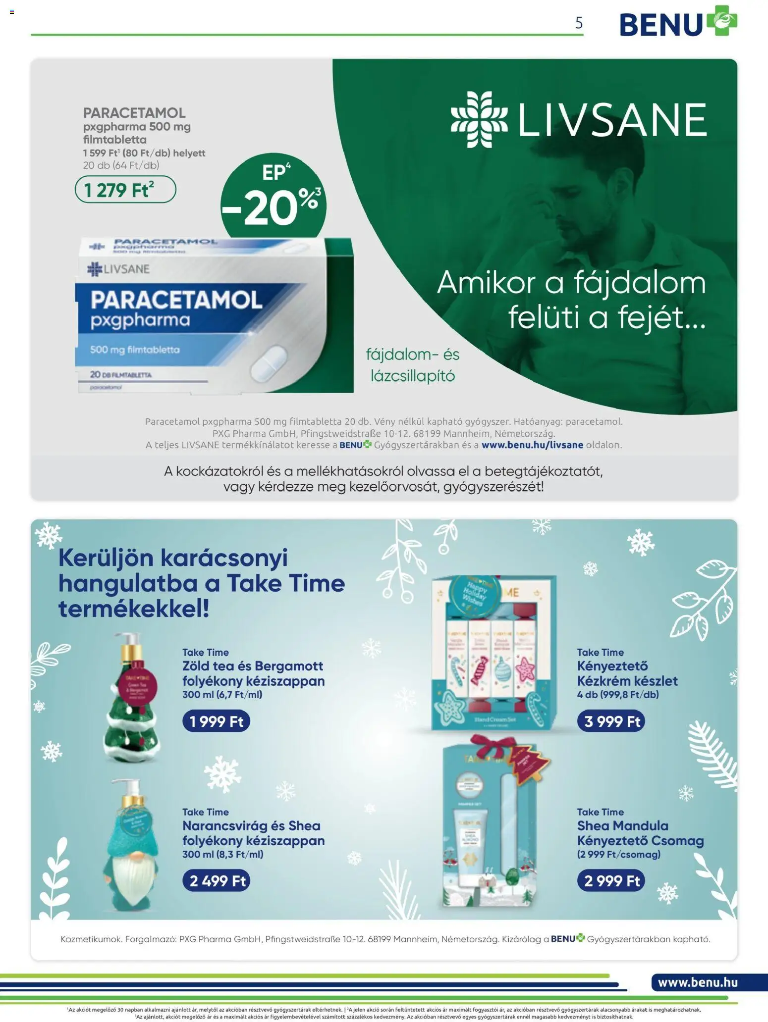 BENU Gyógyszertárak akciós ujság - amely érvényes a következő dátumtól: 01.11.2025 | Oldal: 5 | Termékek: Mandula, Zöld tea, Kézkrém, Tea