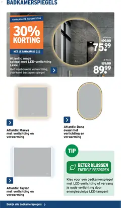 GAMMA - Sanitairspecial - Voorbeeld van een folder van GAMMA, geldig van 07.01.2026 | Pagina: 44 | Producten: Verlichting, Spiegel