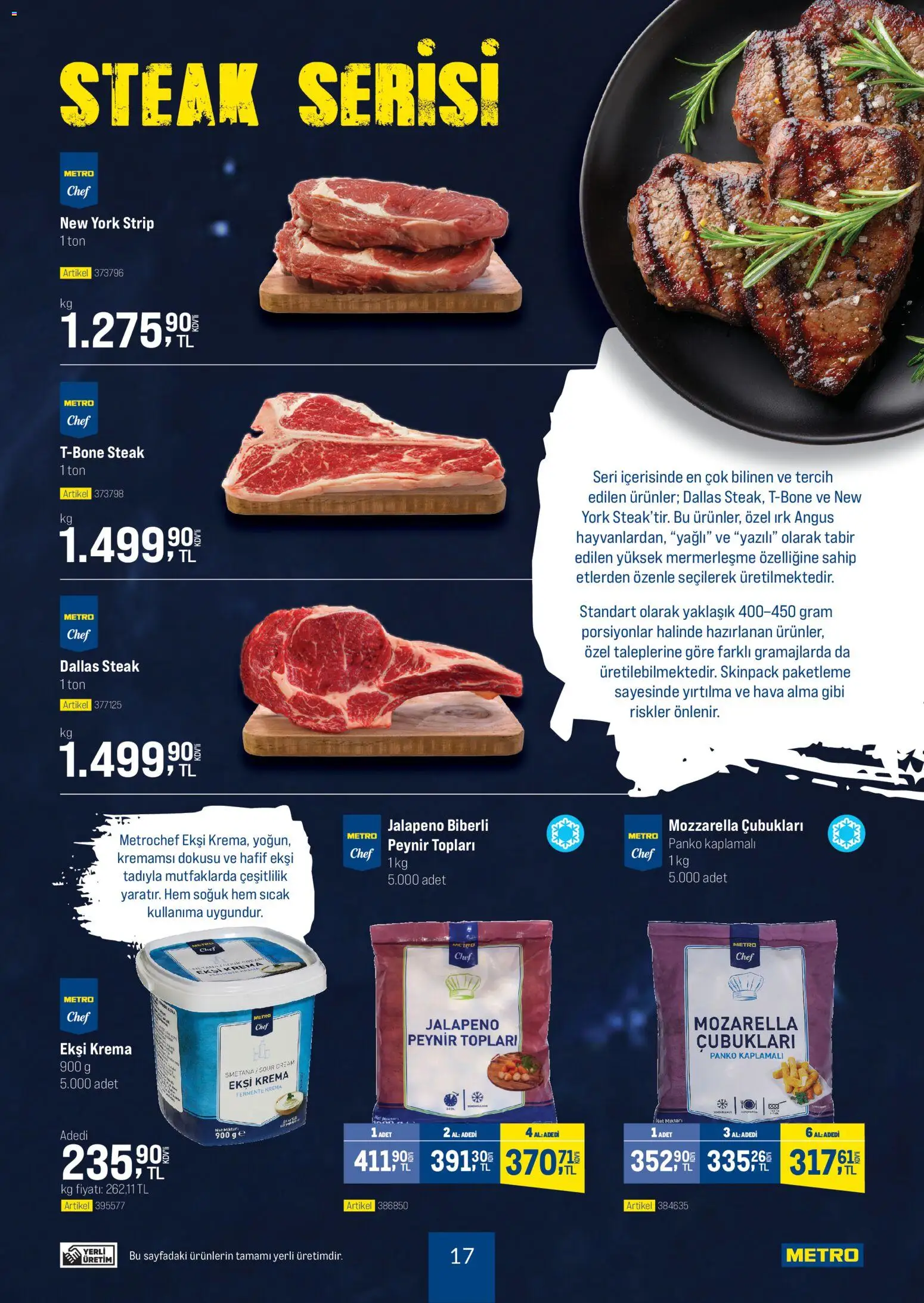 Metro - Dünya Mutfakları - 17.12.2025 tarihinden itibaren geçerlidir | Sayfa: 17 | Ürünler: Peynir, Ekşi krema, Krema
